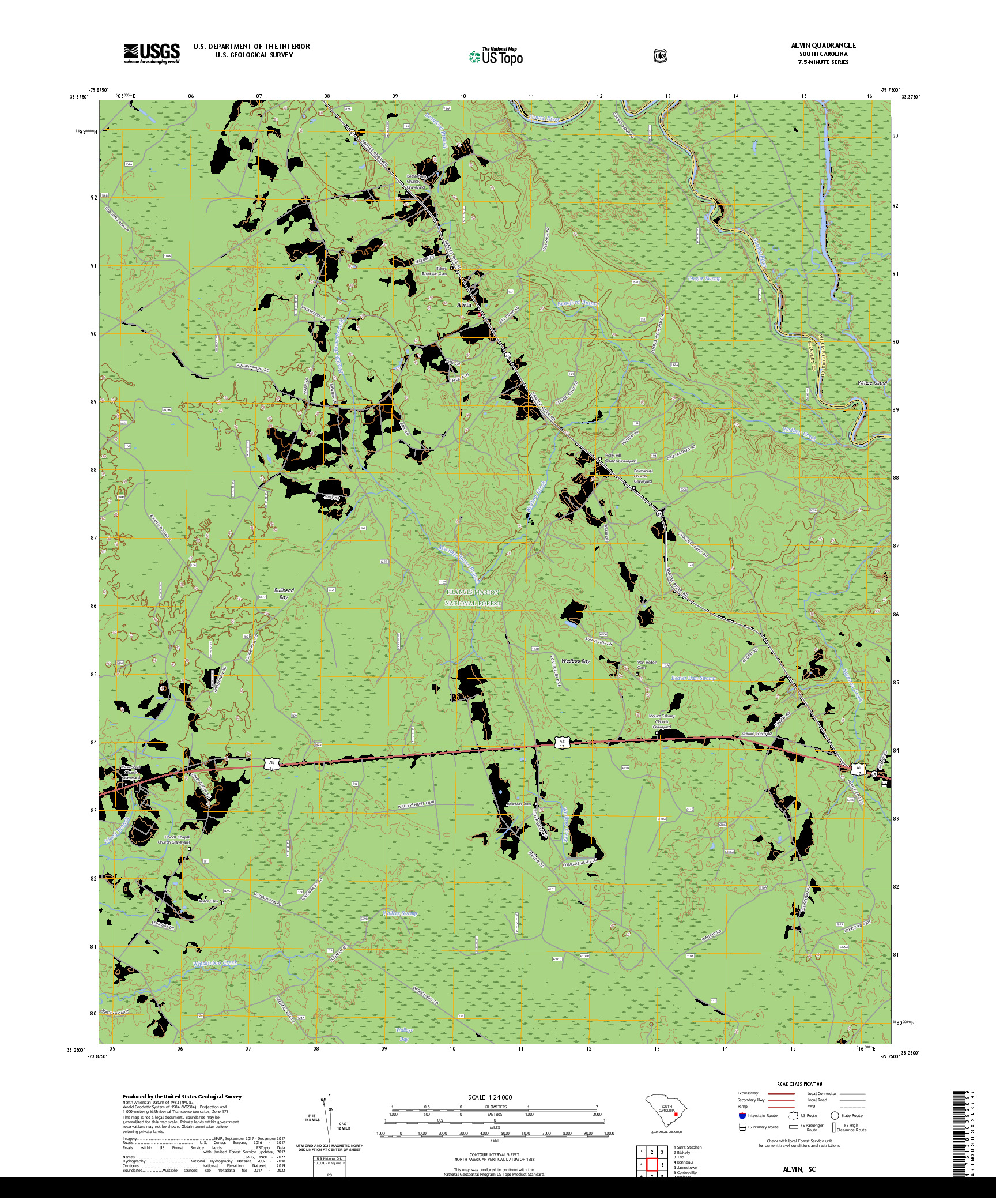 US TOPO 7.5-MINUTE MAP FOR ALVIN, SC