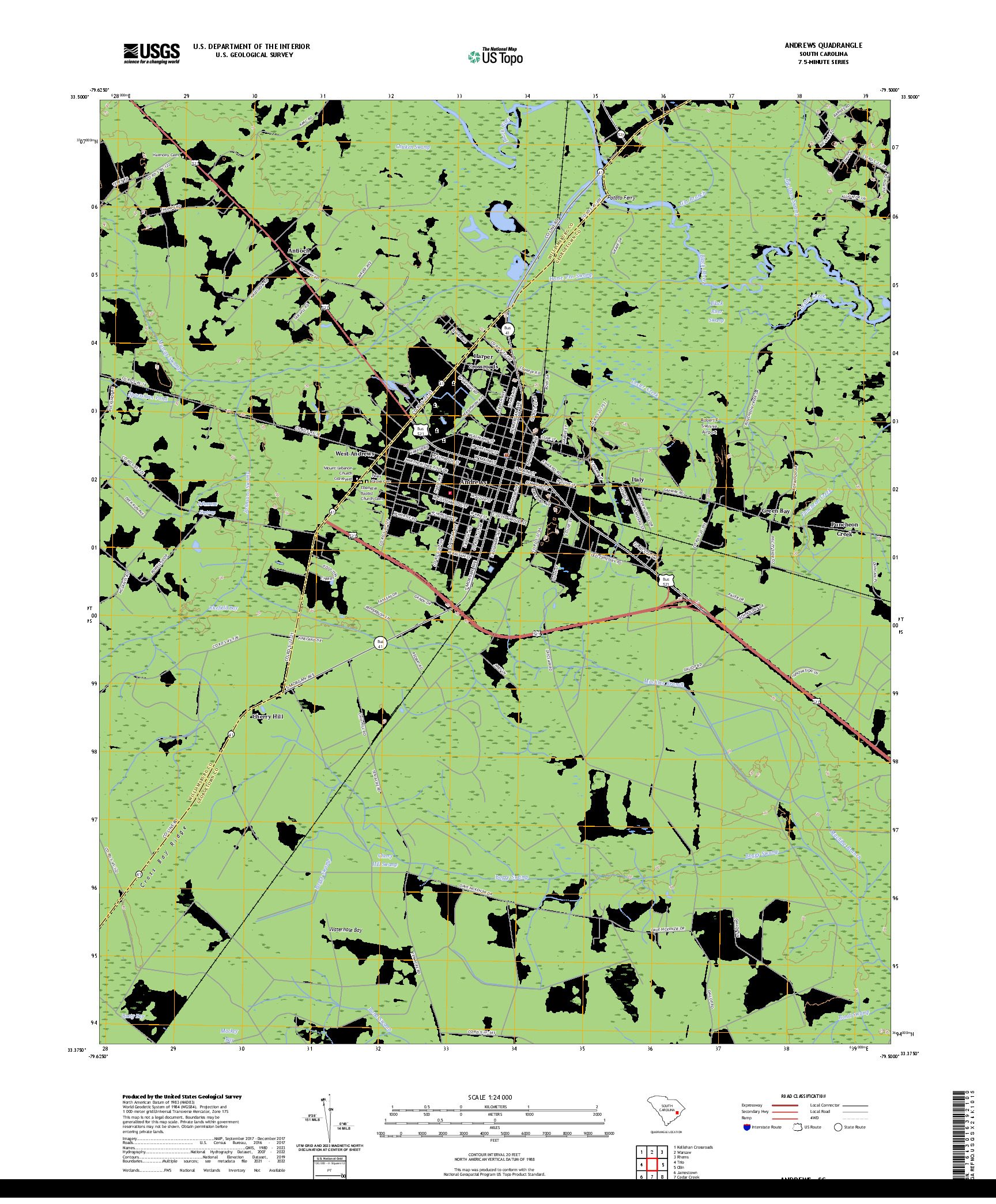 US TOPO 7.5-MINUTE MAP FOR ANDREWS, SC