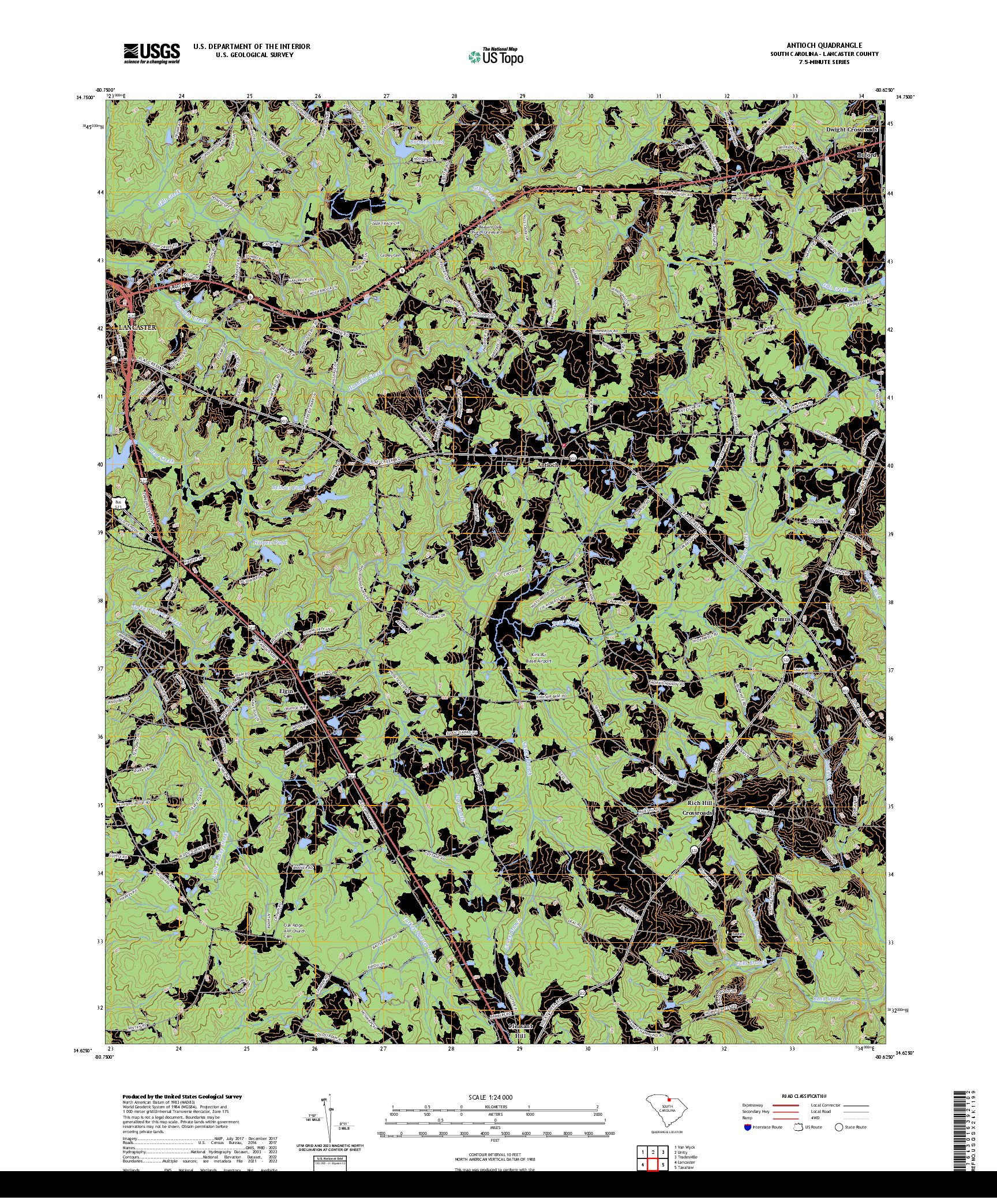 US TOPO 7.5-MINUTE MAP FOR ANTIOCH, SC