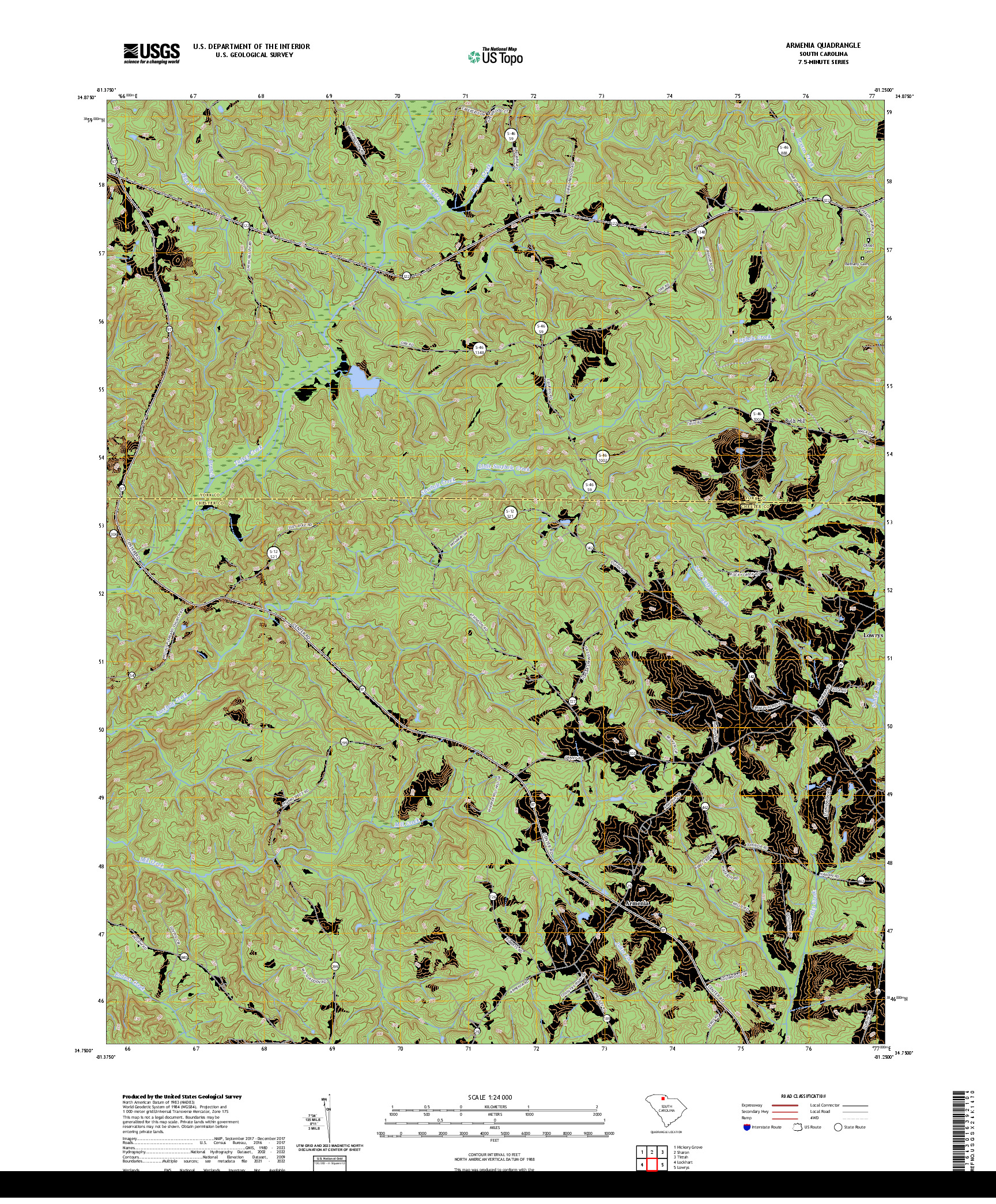 US TOPO 7.5-MINUTE MAP FOR ARMENIA, SC