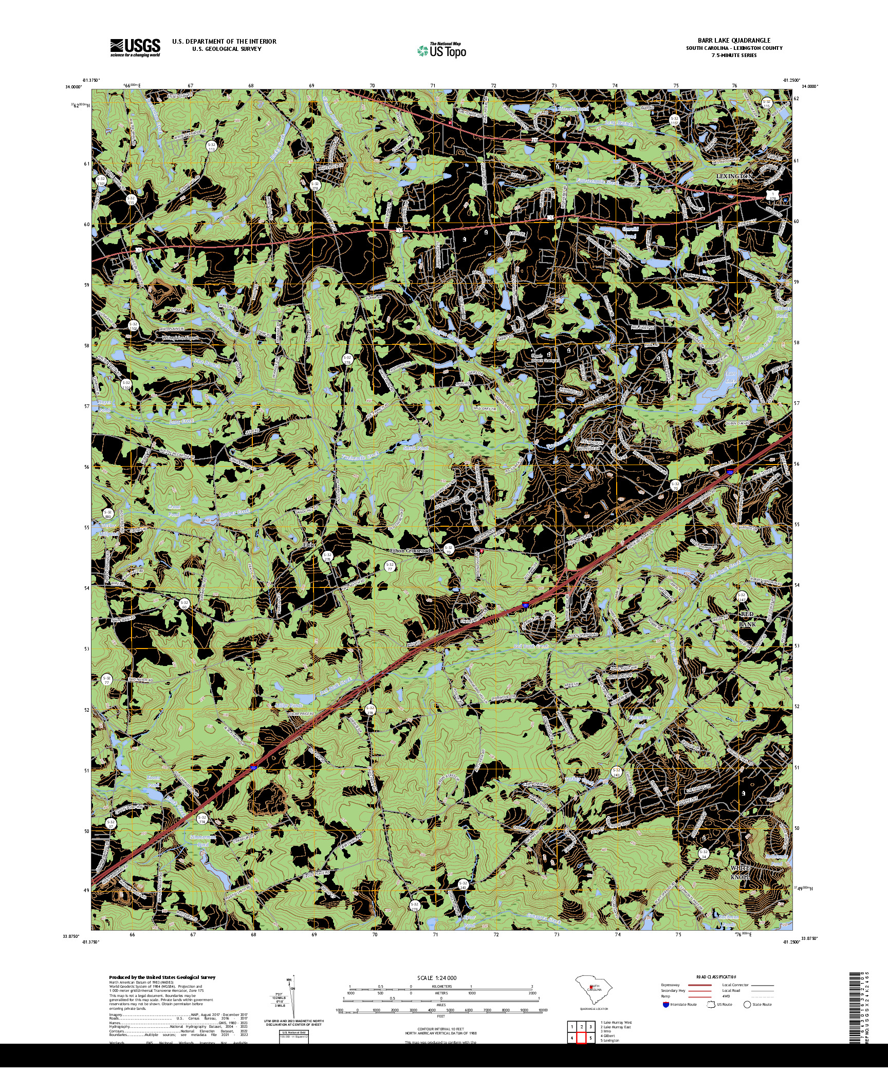 US TOPO 7.5-MINUTE MAP FOR BARR LAKE, SC