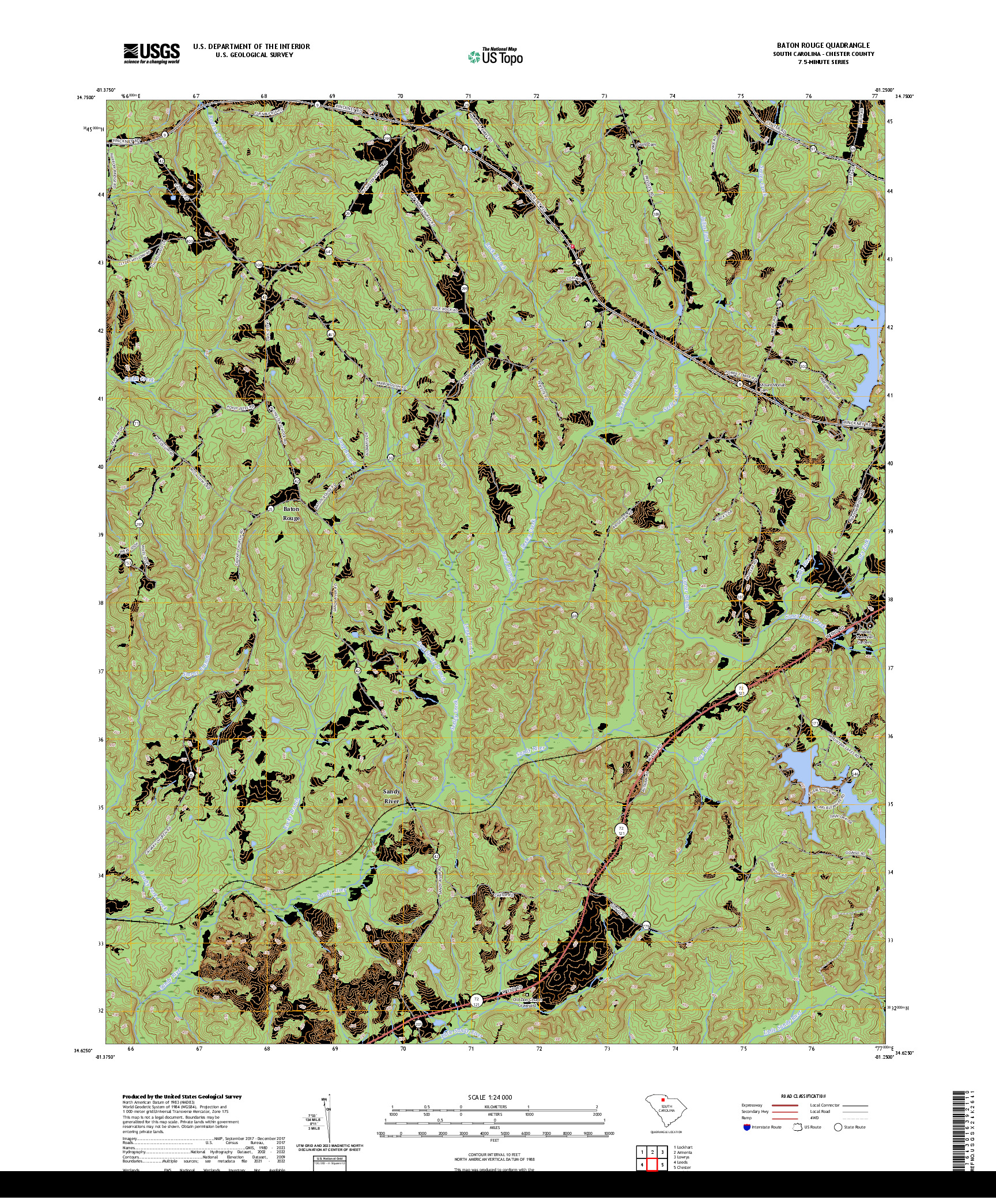 US TOPO 7.5-MINUTE MAP FOR BATON ROUGE, SC