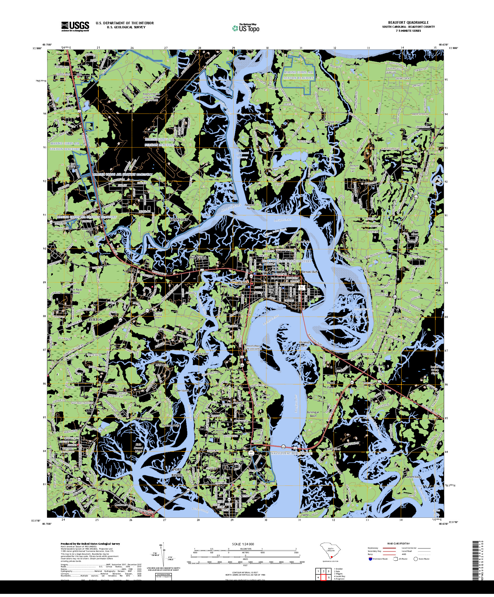 US TOPO 7.5-MINUTE MAP FOR BEAUFORT, SC