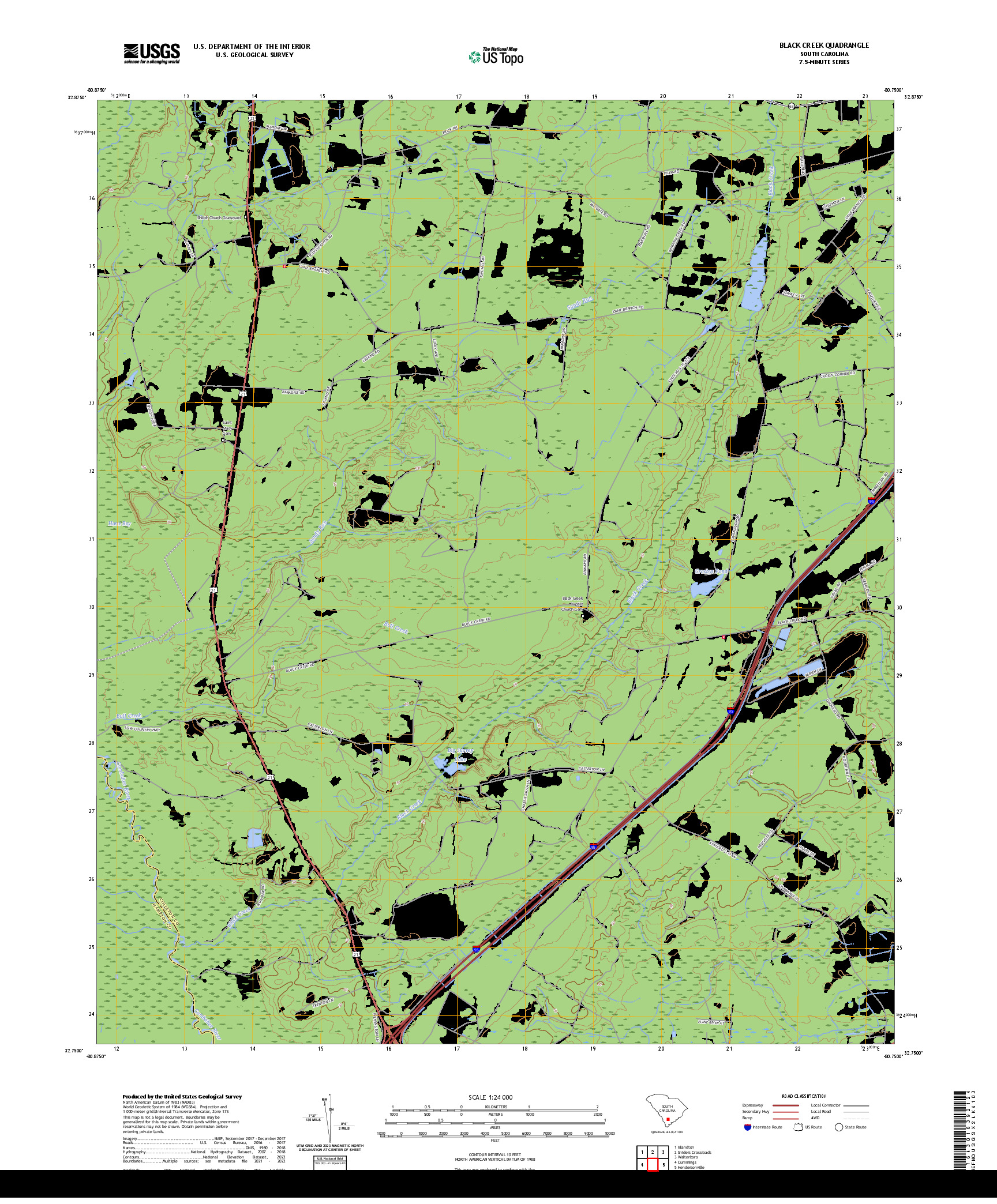 US TOPO 7.5-MINUTE MAP FOR BLACK CREEK, SC