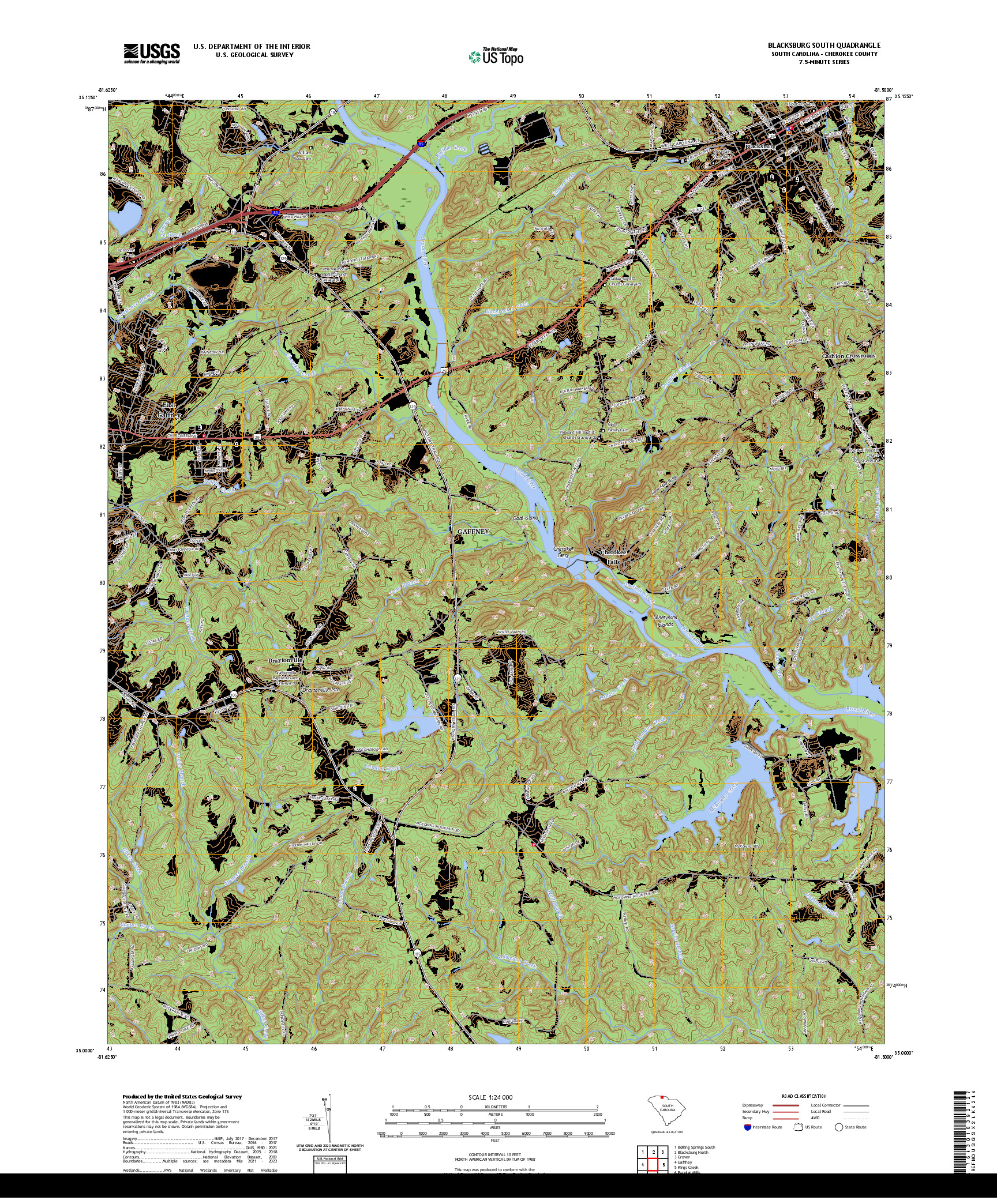 US TOPO 7.5-MINUTE MAP FOR BLACKSBURG SOUTH, SC