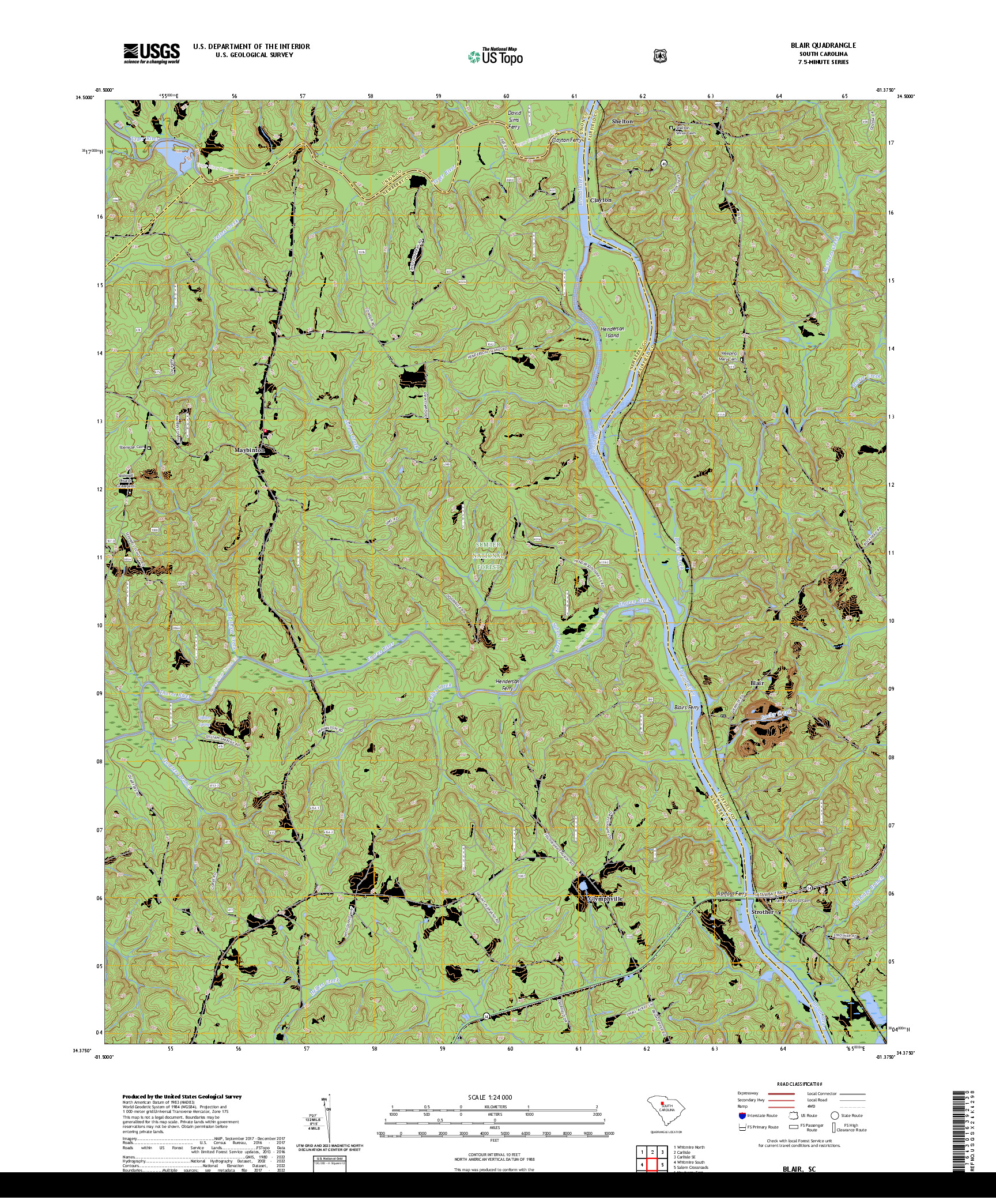 US TOPO 7.5-MINUTE MAP FOR BLAIR, SC