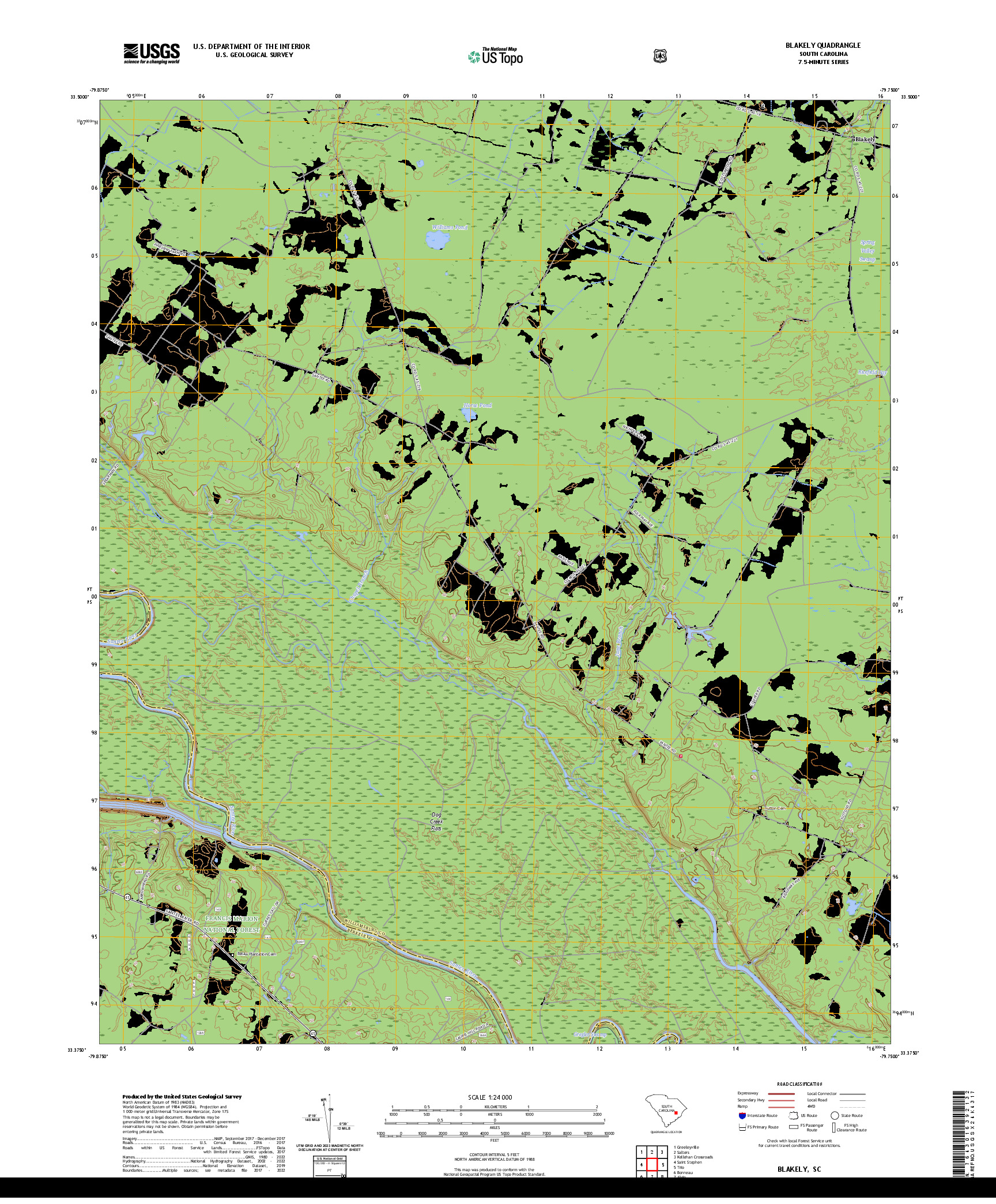 US TOPO 7.5-MINUTE MAP FOR BLAKELY, SC