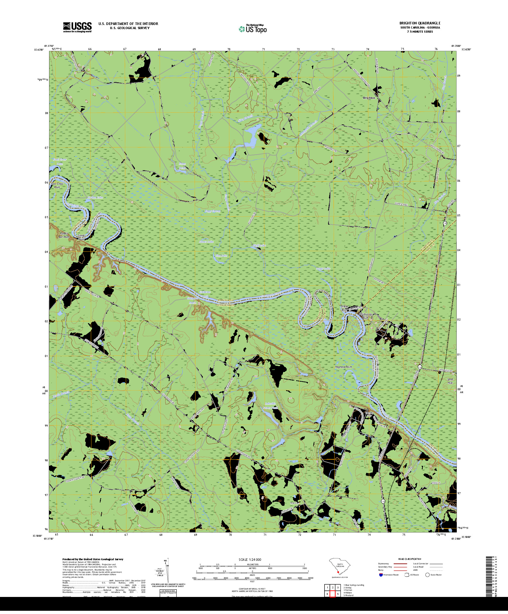 US TOPO 7.5-MINUTE MAP FOR BRIGHTON, SC,GA