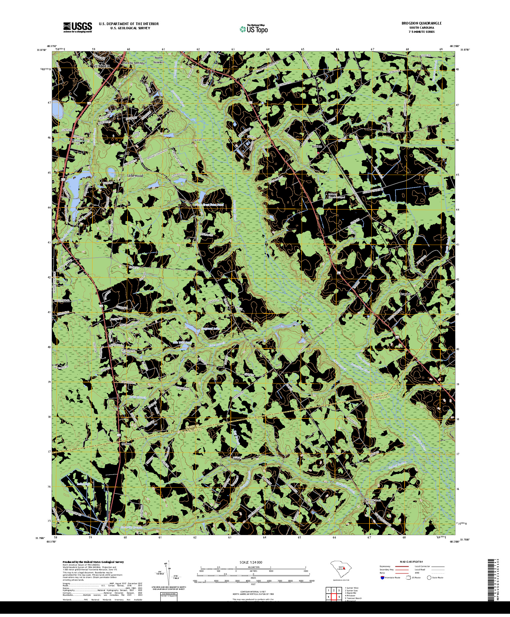 US TOPO 7.5-MINUTE MAP FOR BROGDON, SC