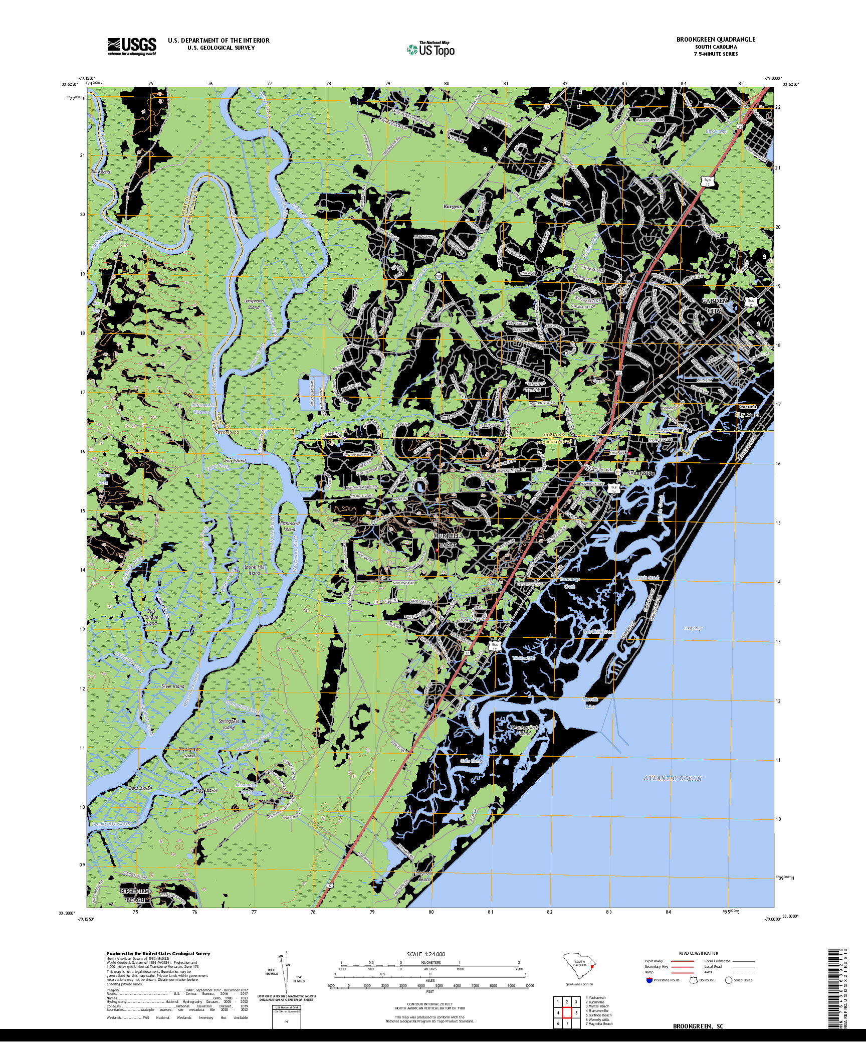 US TOPO 7.5-MINUTE MAP FOR BROOKGREEN, SC