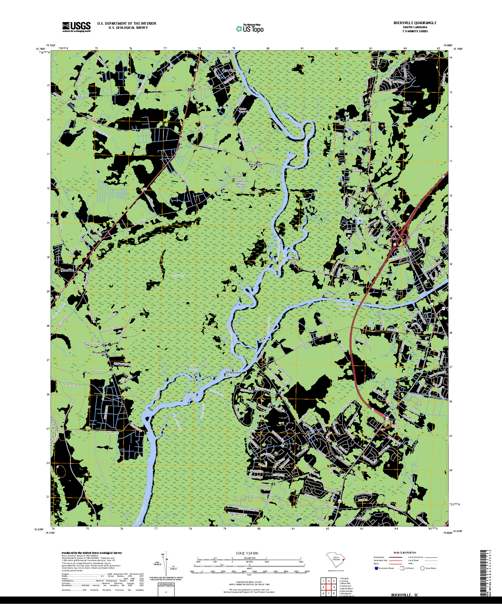 US TOPO 7.5-MINUTE MAP FOR BUCKSVILLE, SC