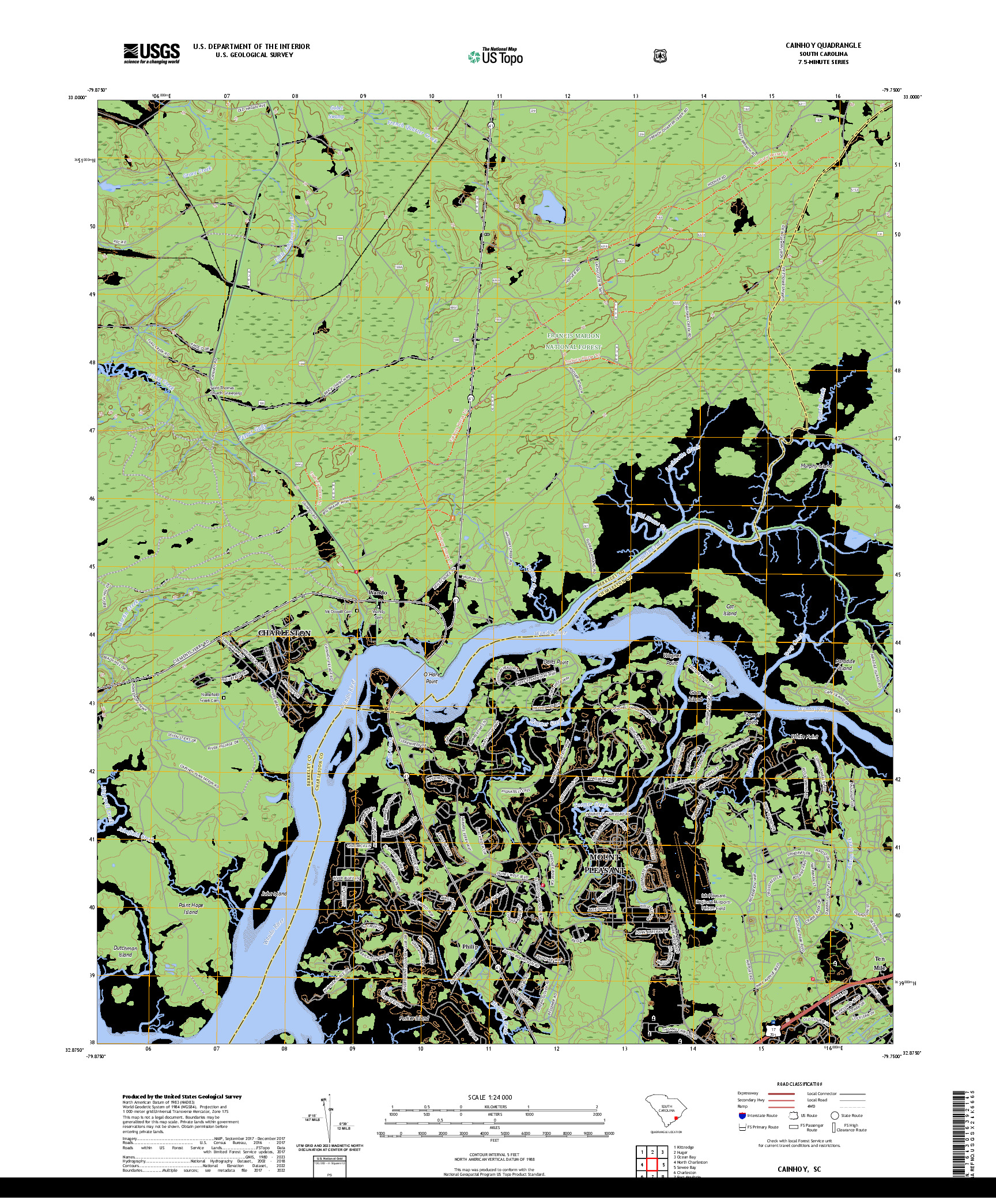 US TOPO 7.5-MINUTE MAP FOR CAINHOY, SC