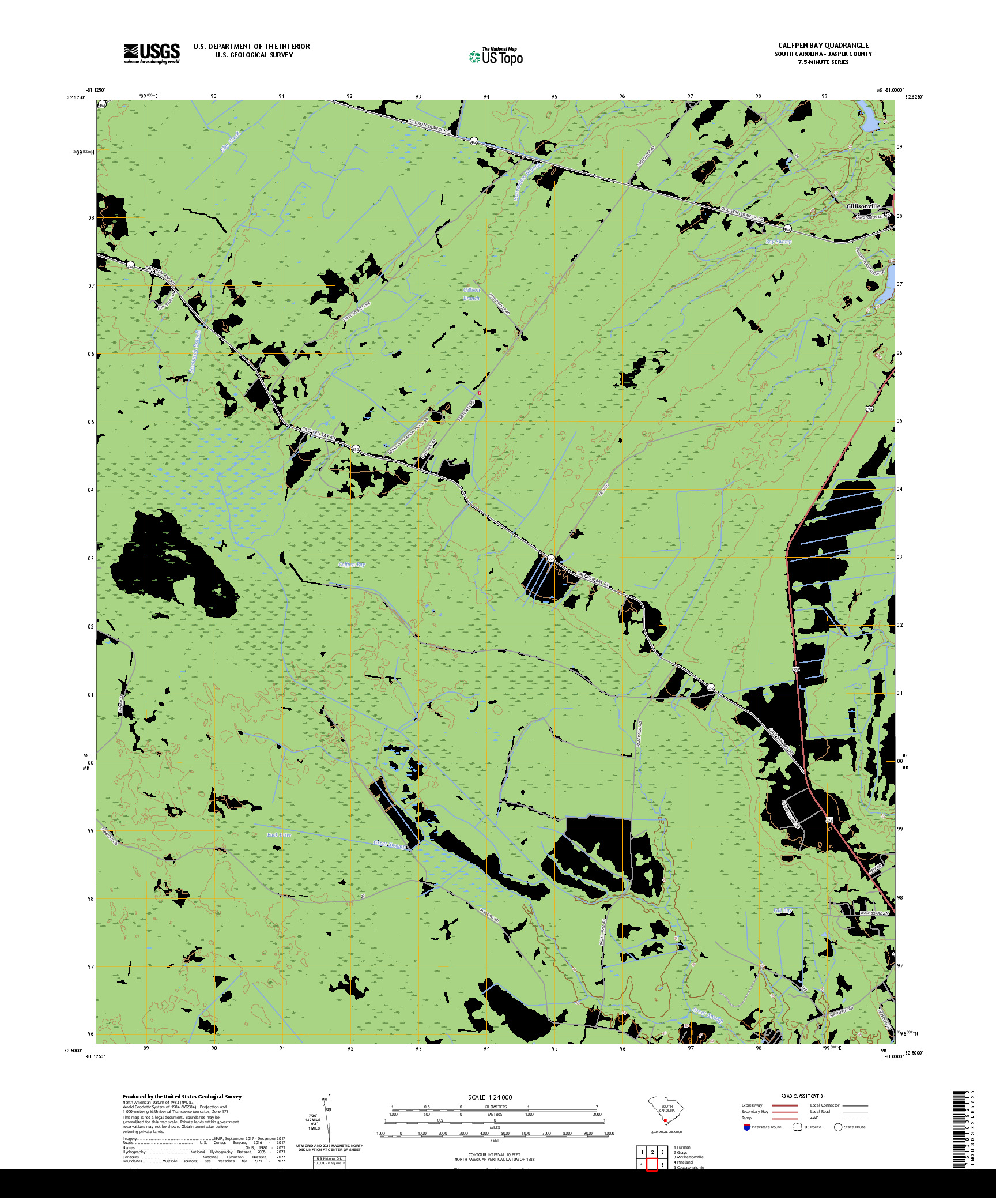 US TOPO 7.5-MINUTE MAP FOR CALFPEN BAY, SC