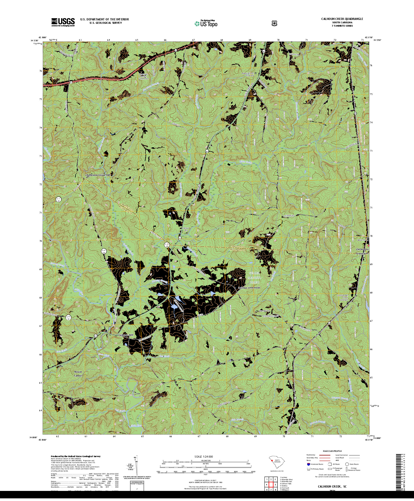 US TOPO 7.5-MINUTE MAP FOR CALHOUN CREEK, SC