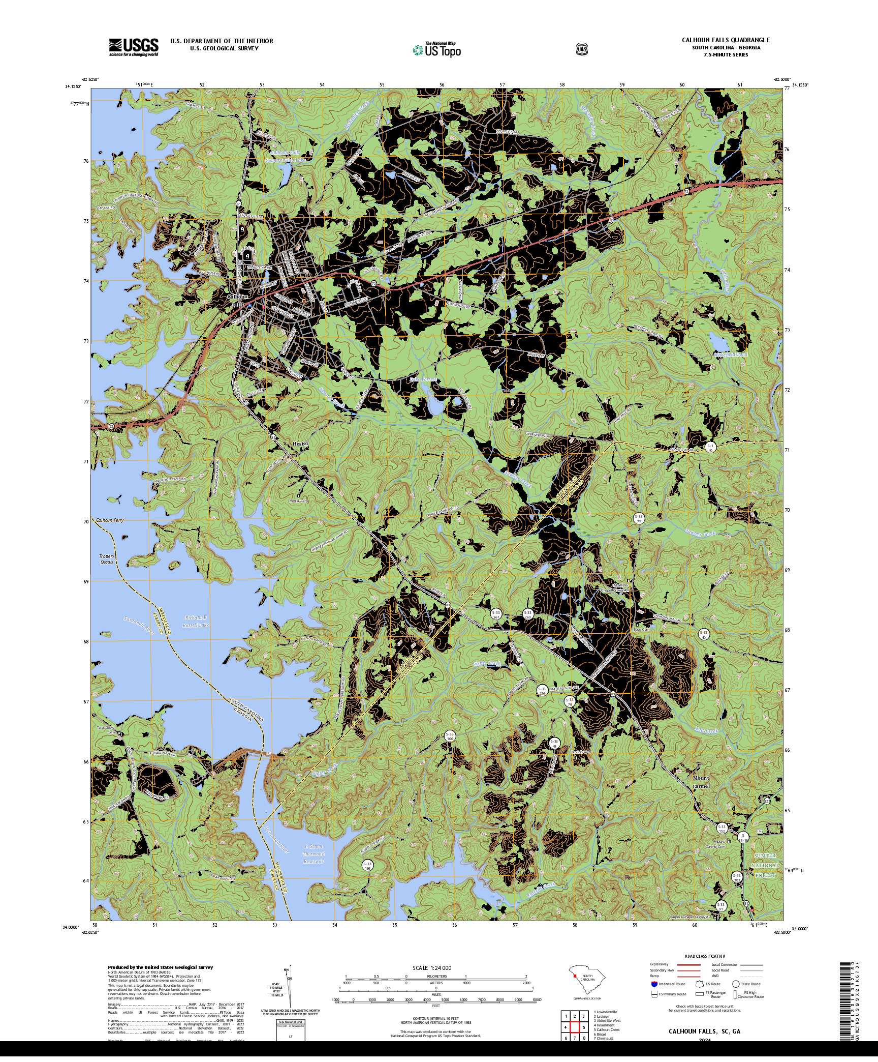 US TOPO 7.5-MINUTE MAP FOR CALHOUN FALLS, SC,GA