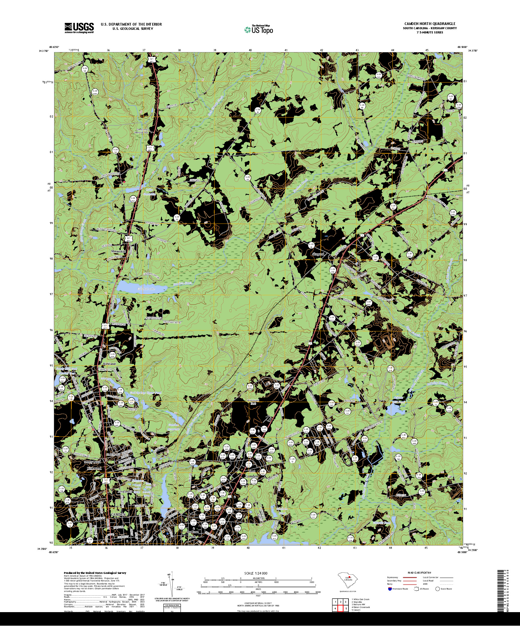 US TOPO 7.5-MINUTE MAP FOR CAMDEN NORTH, SC