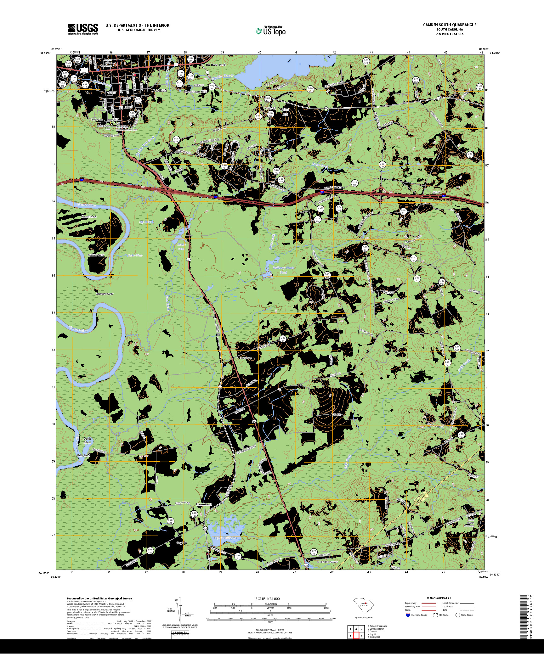 US TOPO 7.5-MINUTE MAP FOR CAMDEN SOUTH, SC