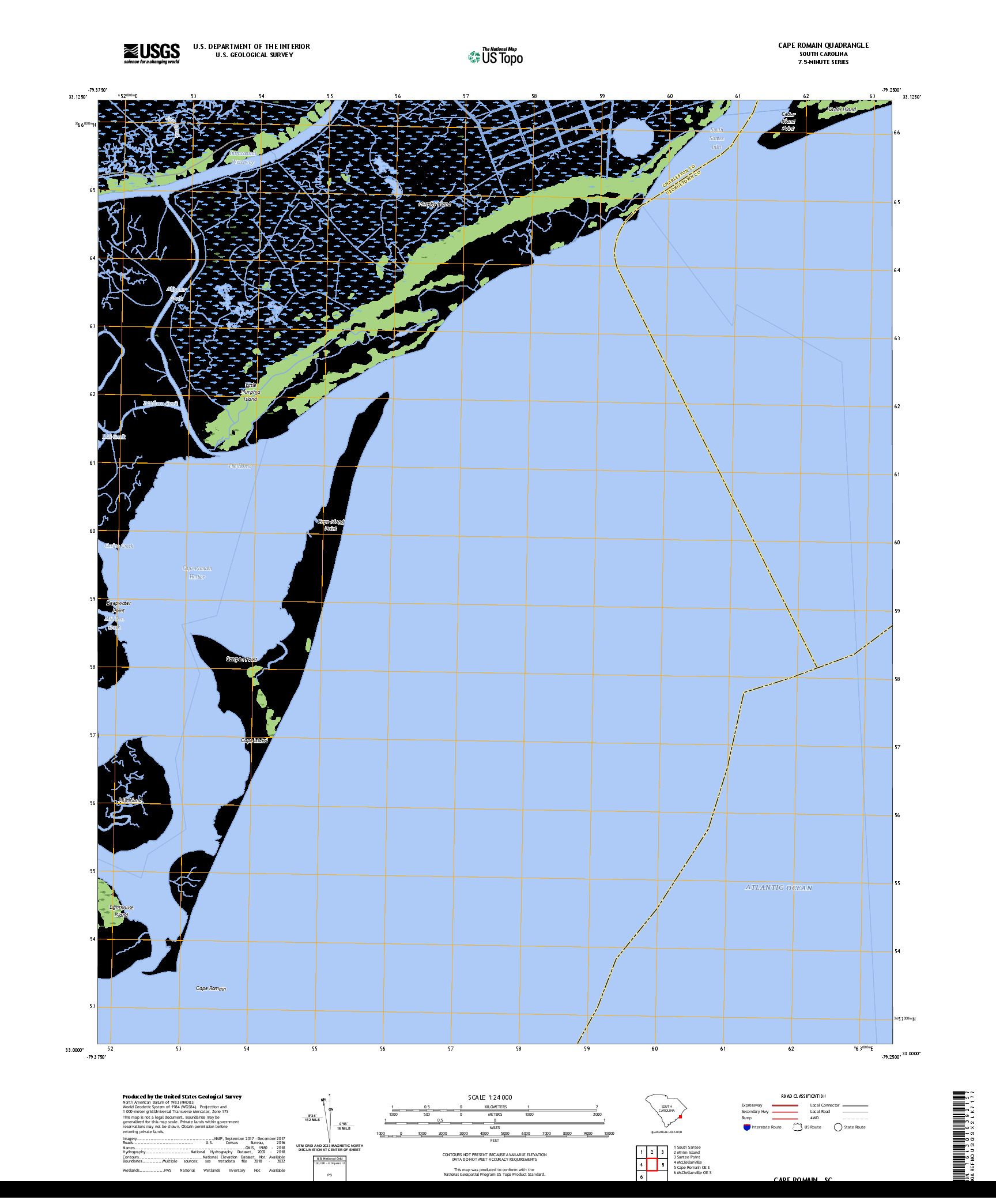 US TOPO 7.5-MINUTE MAP FOR CAPE ROMAIN, SC