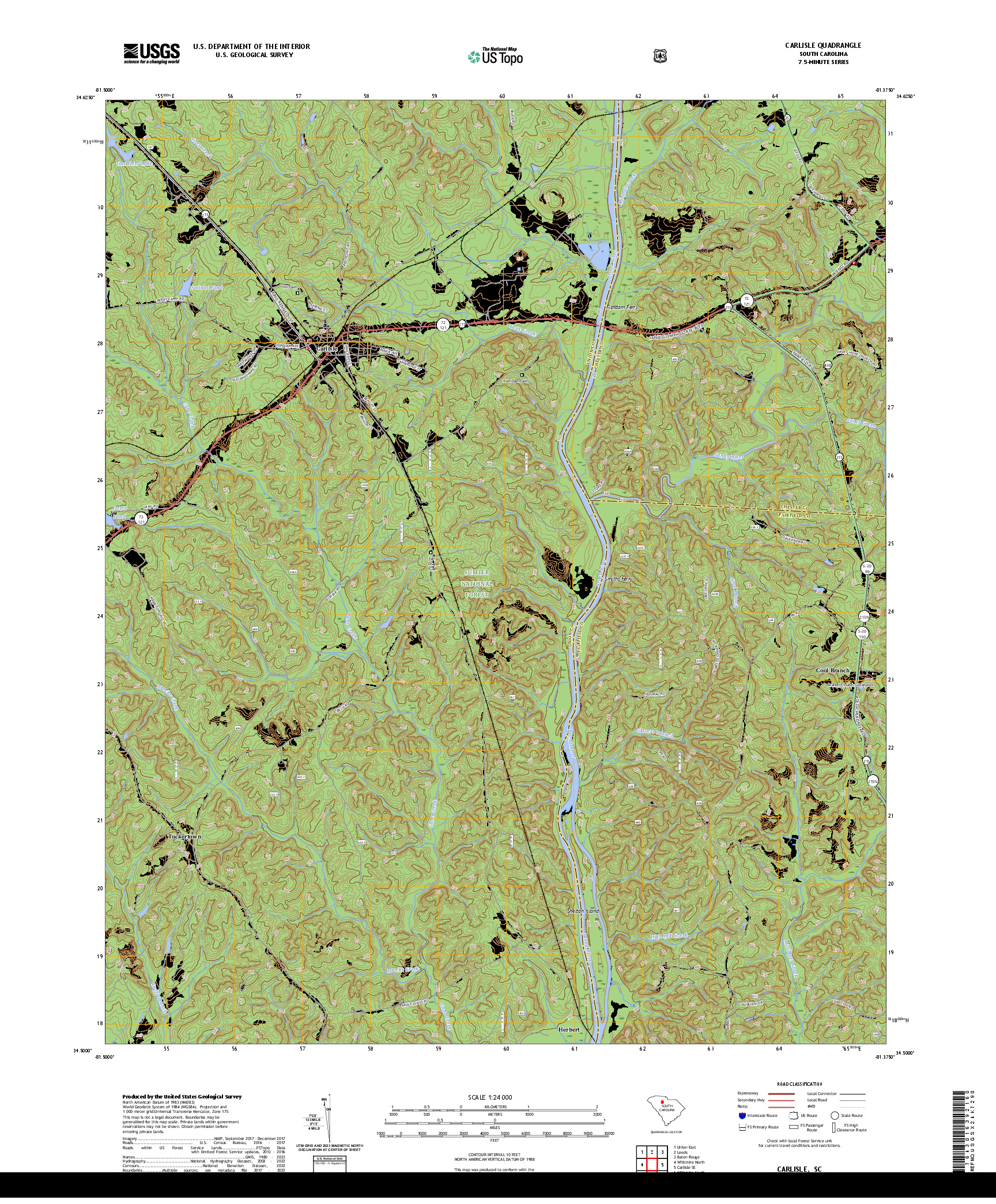 US TOPO 7.5-MINUTE MAP FOR CARLISLE, SC