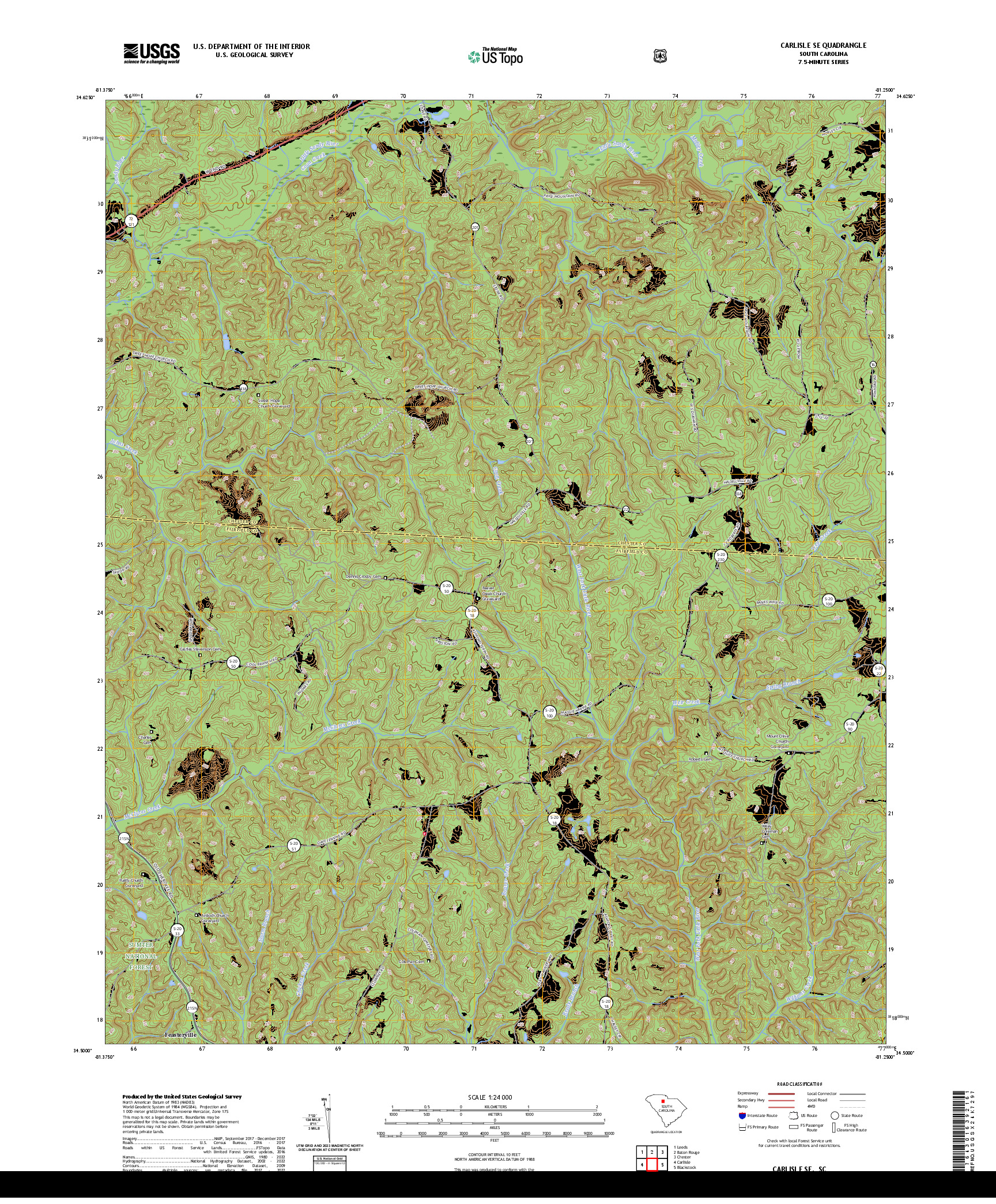 US TOPO 7.5-MINUTE MAP FOR CARLISLE SE, SC
