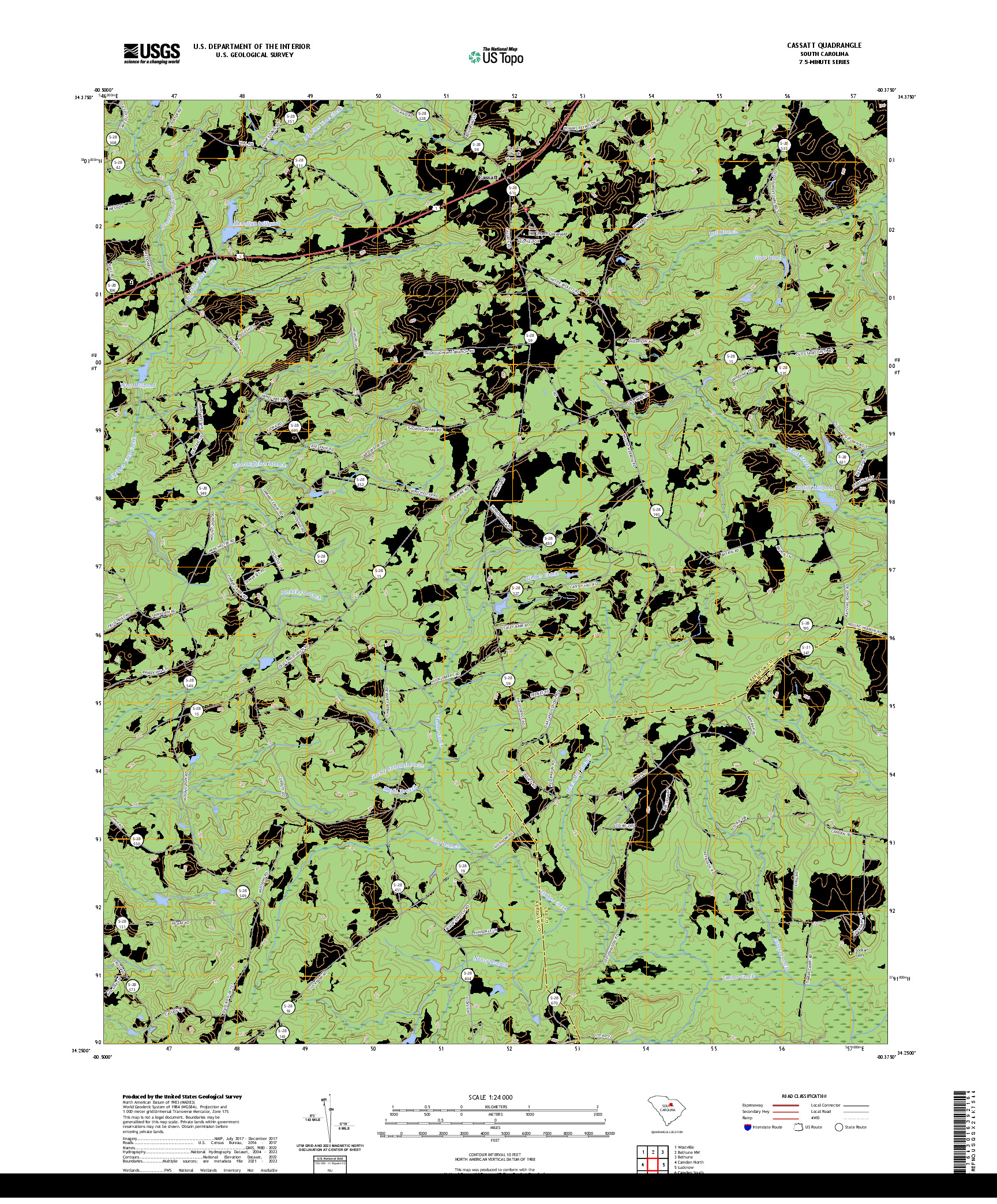 US TOPO 7.5-MINUTE MAP FOR CASSATT, SC
