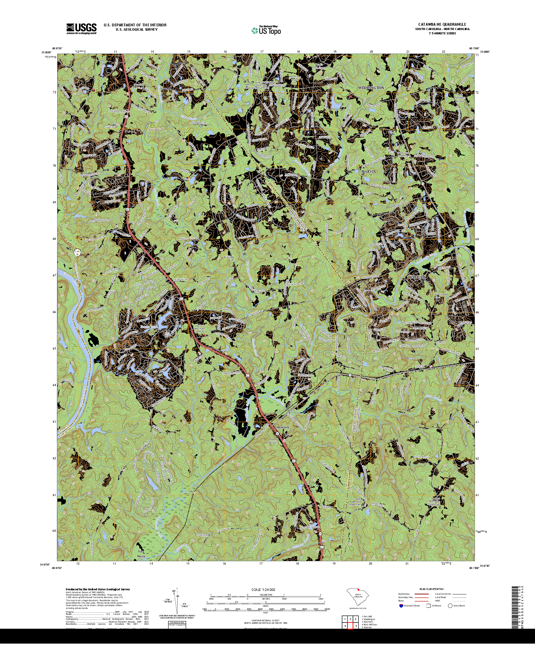 US TOPO 7.5-MINUTE MAP FOR CATAWBA NE, SC,NC