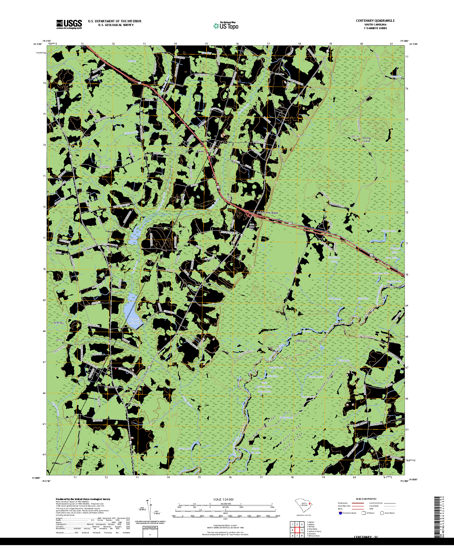 US TOPO 7.5-MINUTE MAP FOR CENTENARY, SC