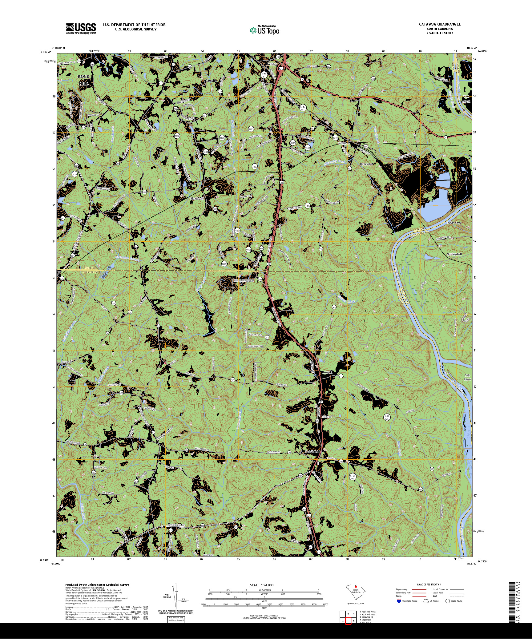 US TOPO 7.5-MINUTE MAP FOR CATAWBA, SC