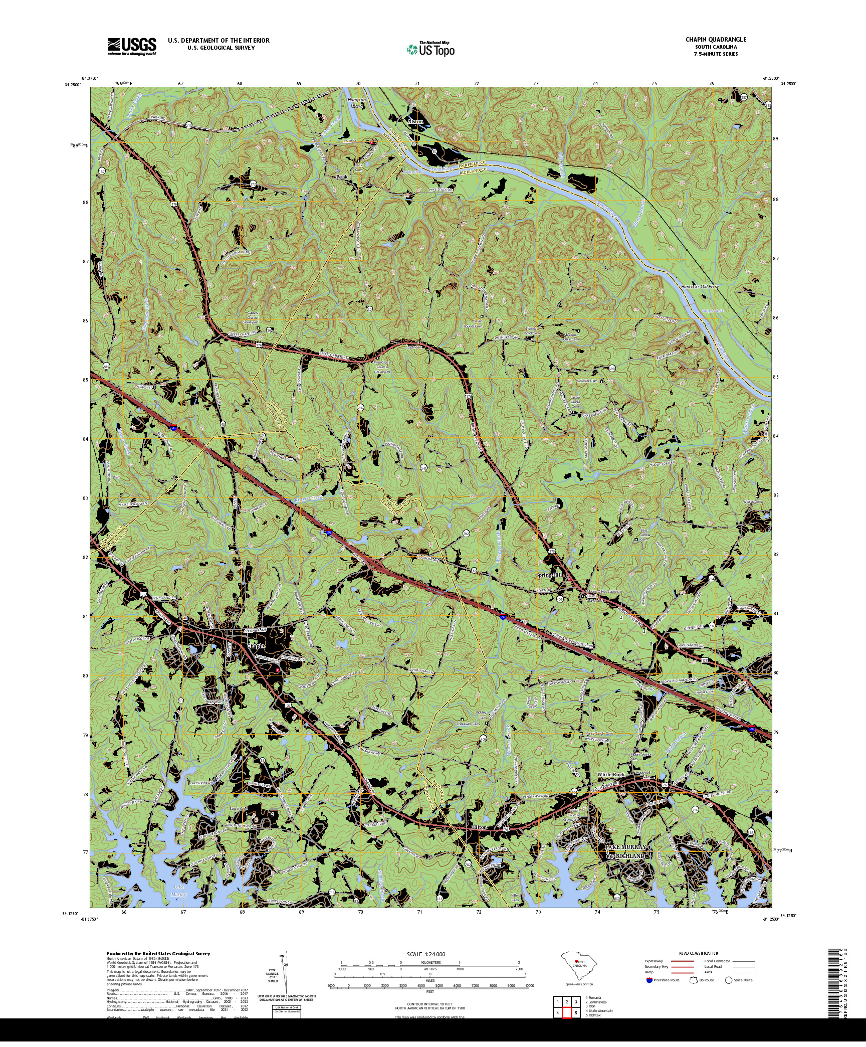 US TOPO 7.5-MINUTE MAP FOR CHAPIN, SC