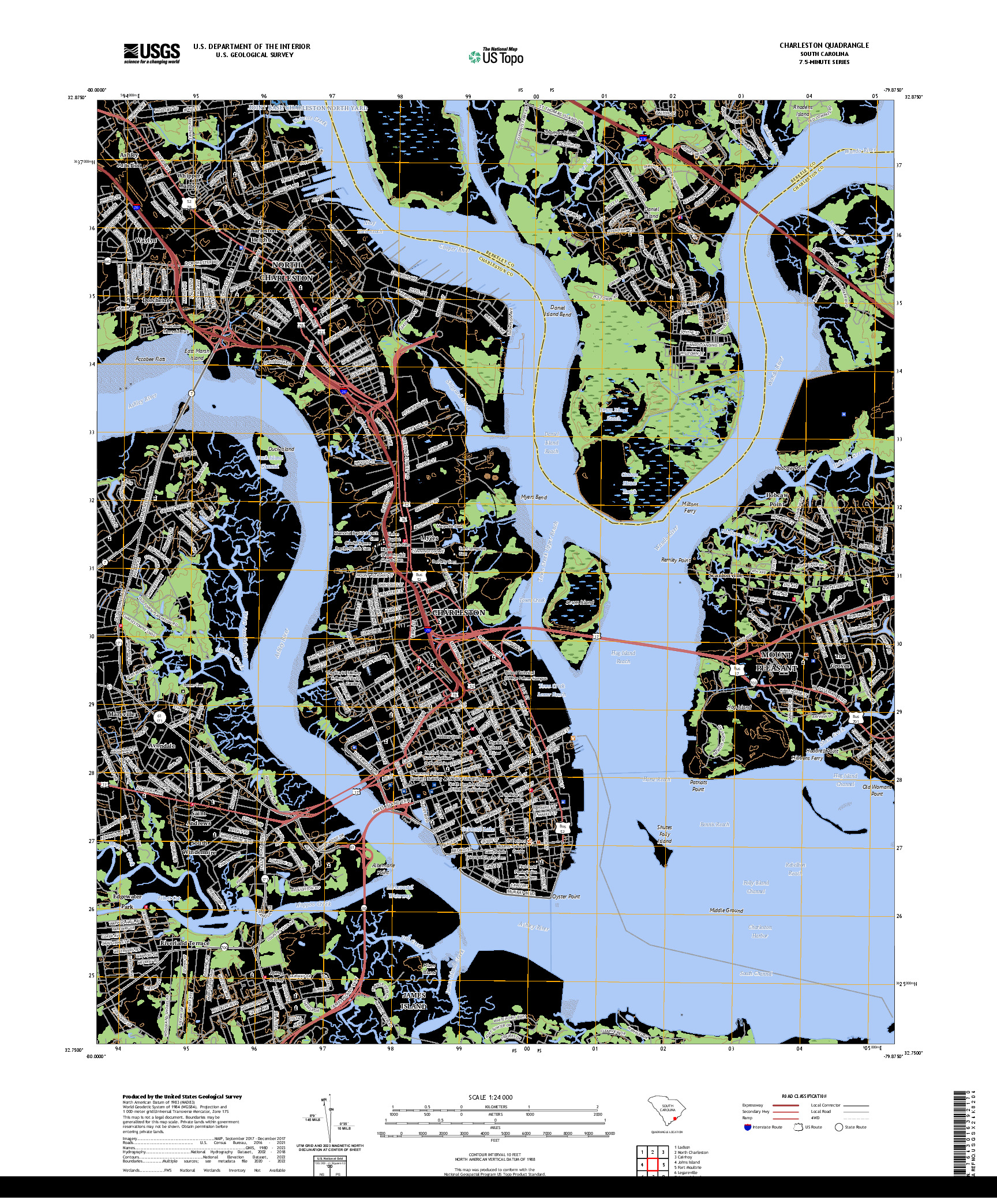 US TOPO 7.5-MINUTE MAP FOR CHARLESTON, SC