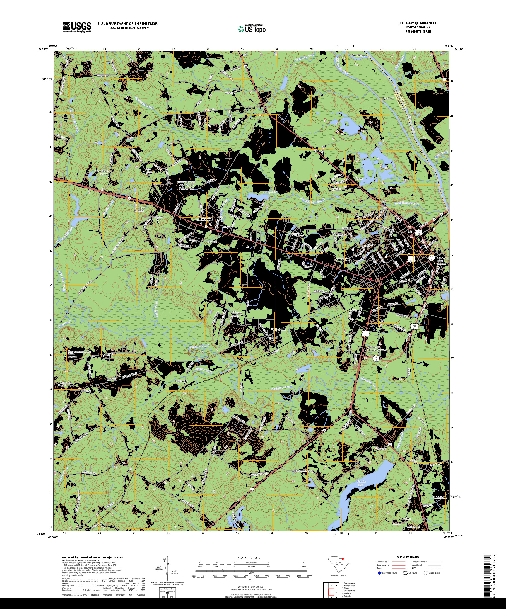 US TOPO 7.5-MINUTE MAP FOR CHERAW, SC