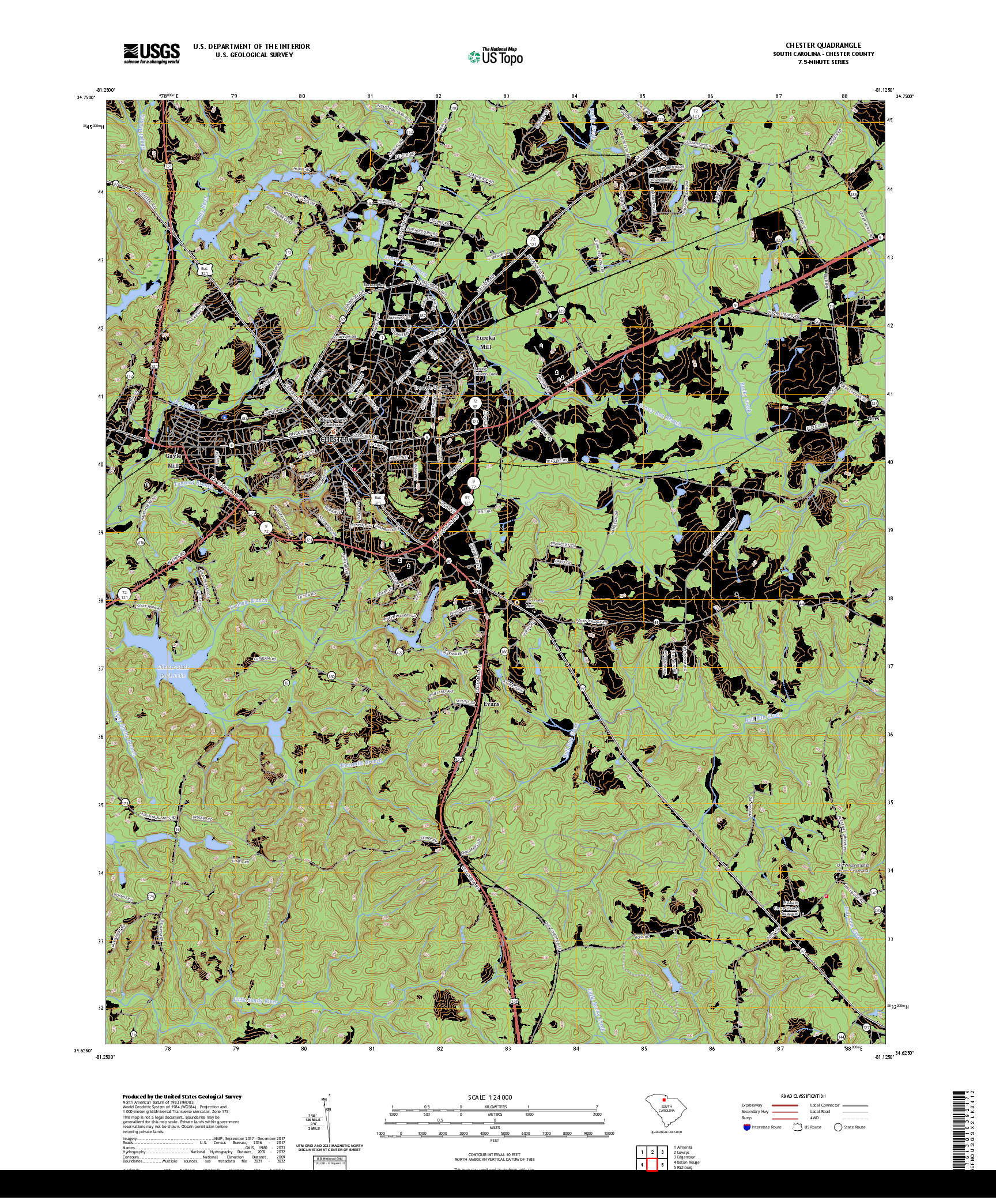 US TOPO 7.5-MINUTE MAP FOR CHESTER, SC