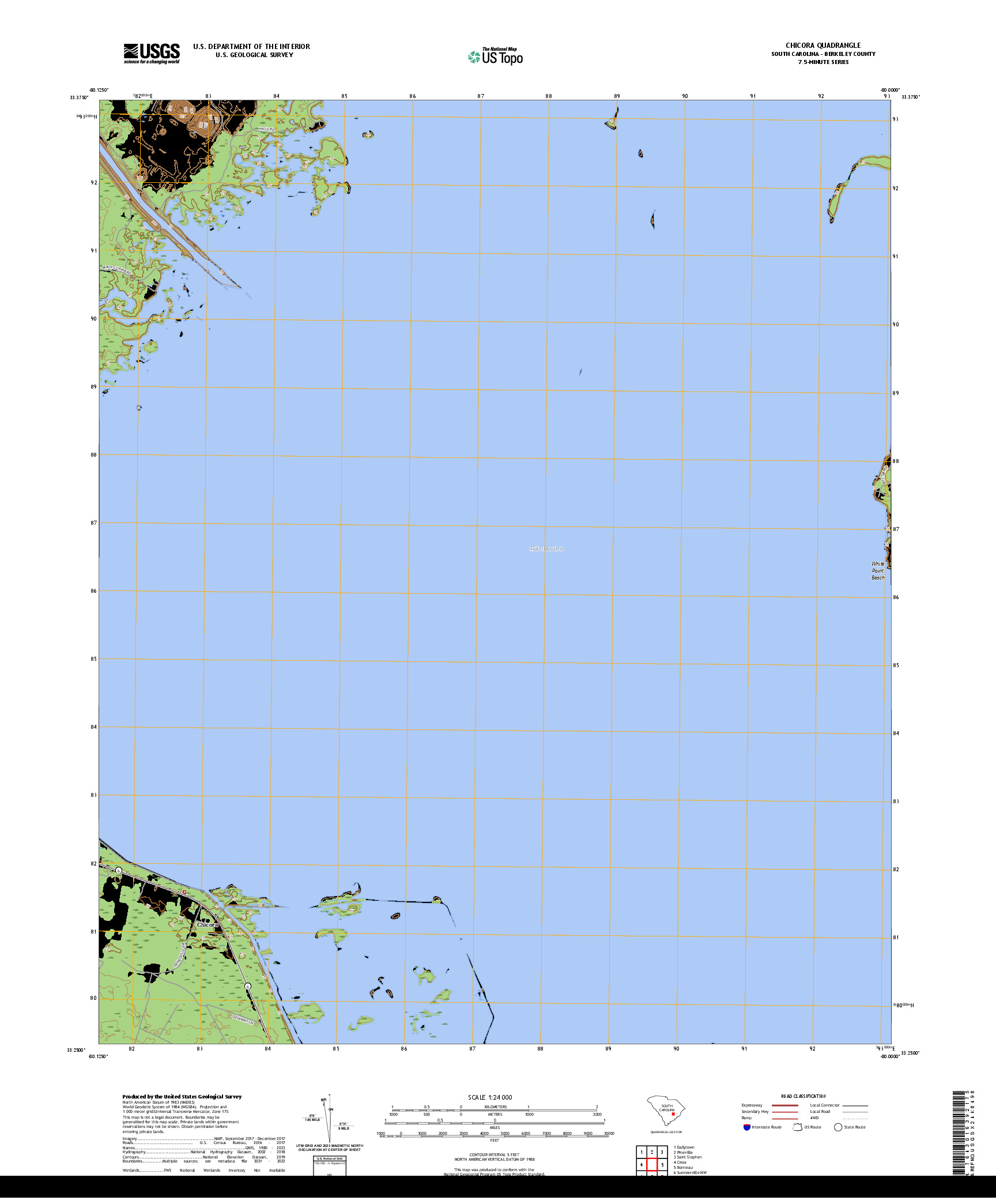 US TOPO 7.5-MINUTE MAP FOR CHICORA, SC