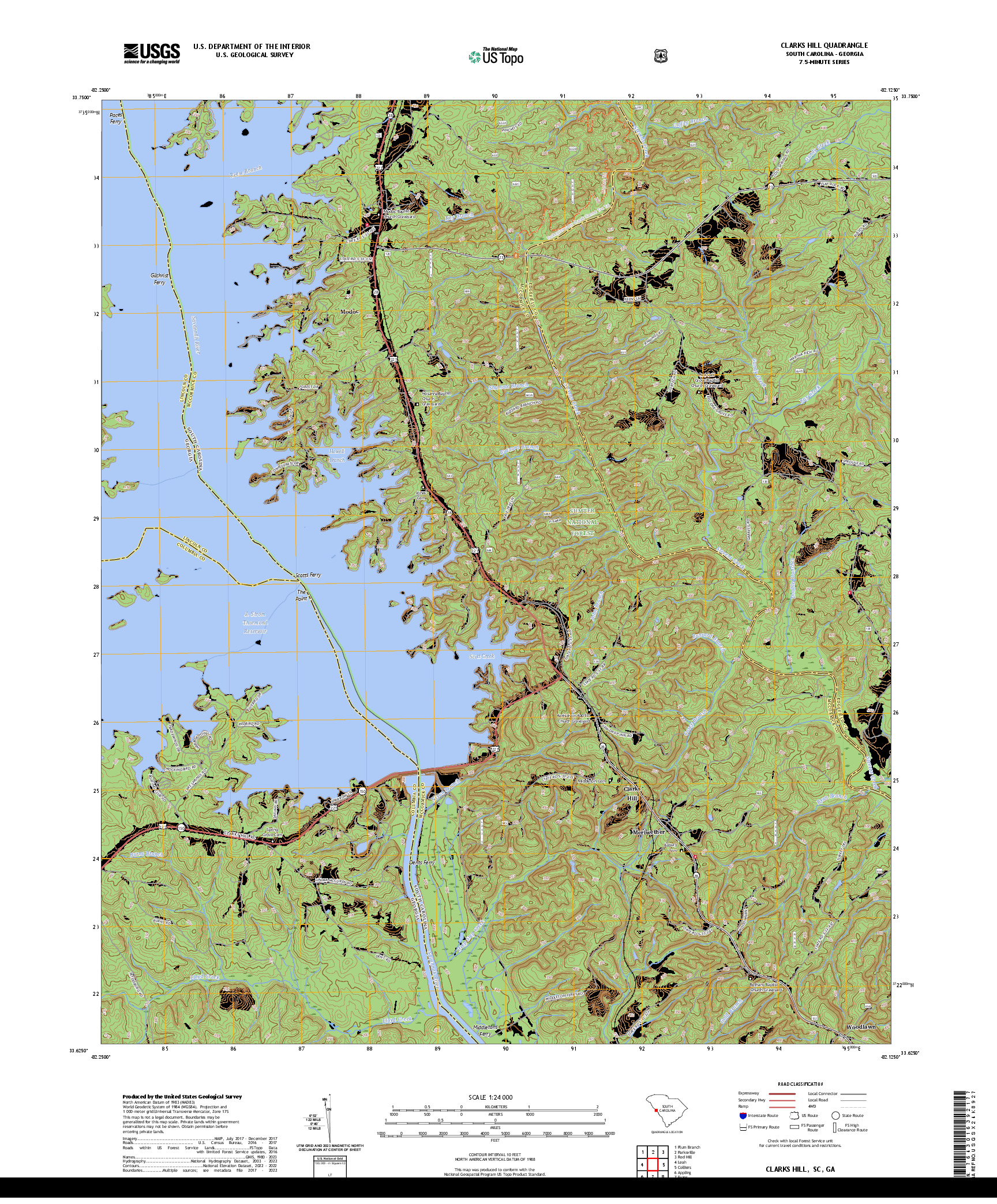US TOPO 7.5-MINUTE MAP FOR CLARKS HILL, SC,GA