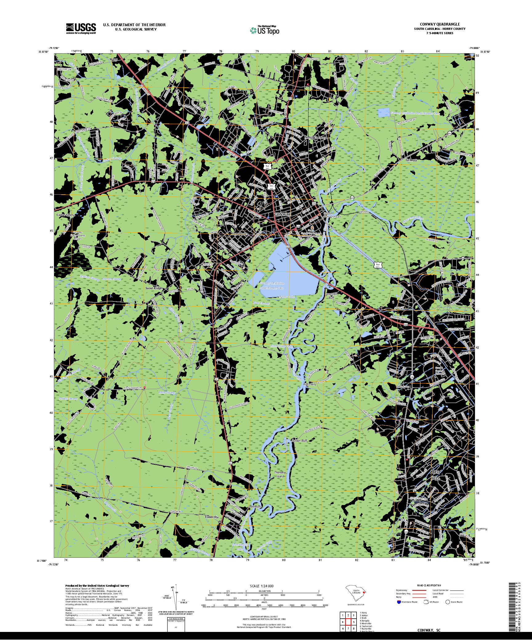 US TOPO 7.5-MINUTE MAP FOR CONWAY, SC