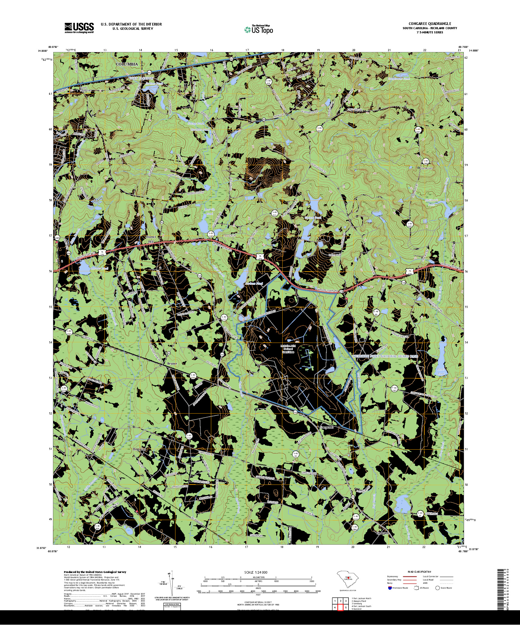 US TOPO 7.5-MINUTE MAP FOR CONGAREE, SC