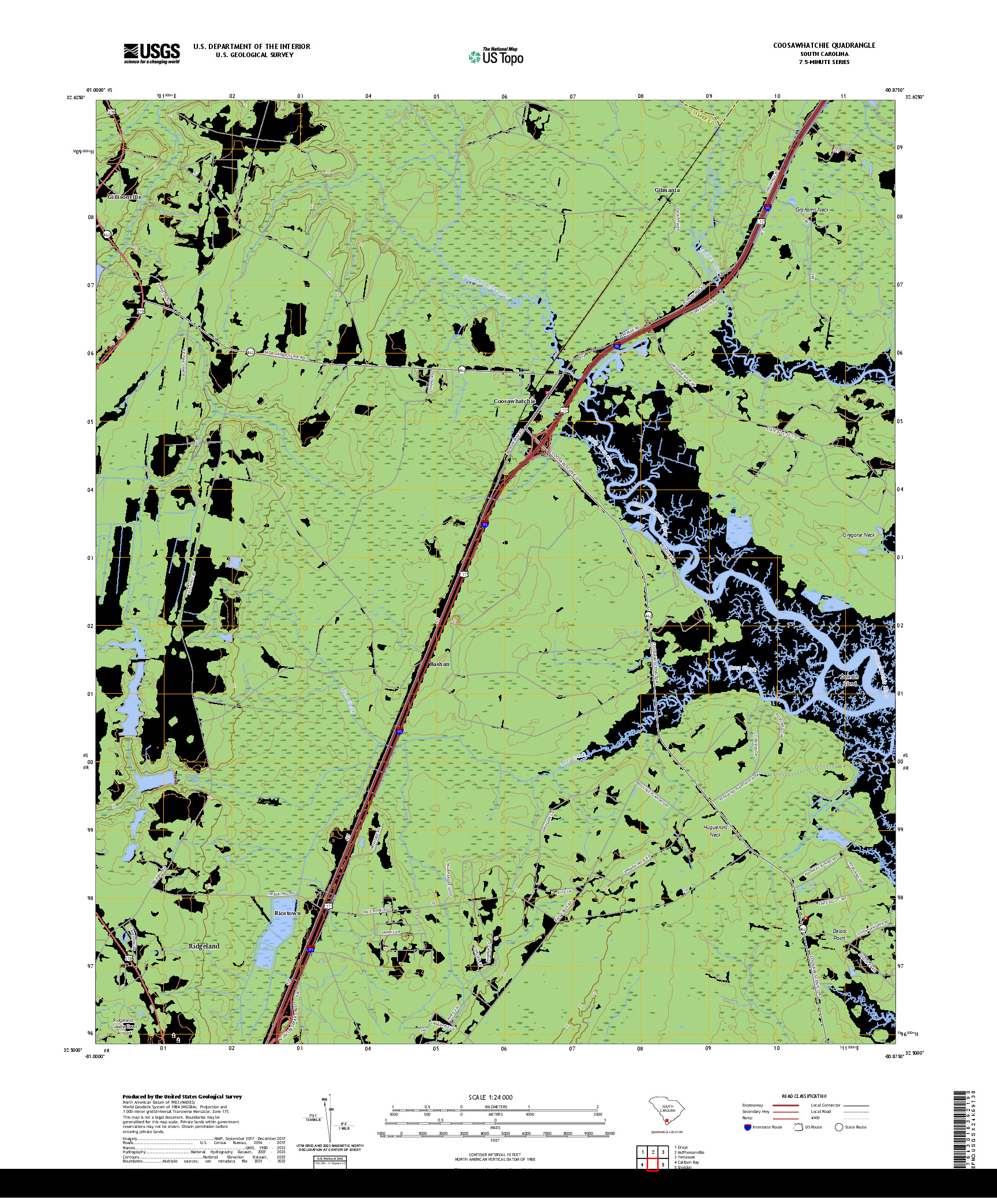 US TOPO 7.5-MINUTE MAP FOR COOSAWHATCHIE, SC