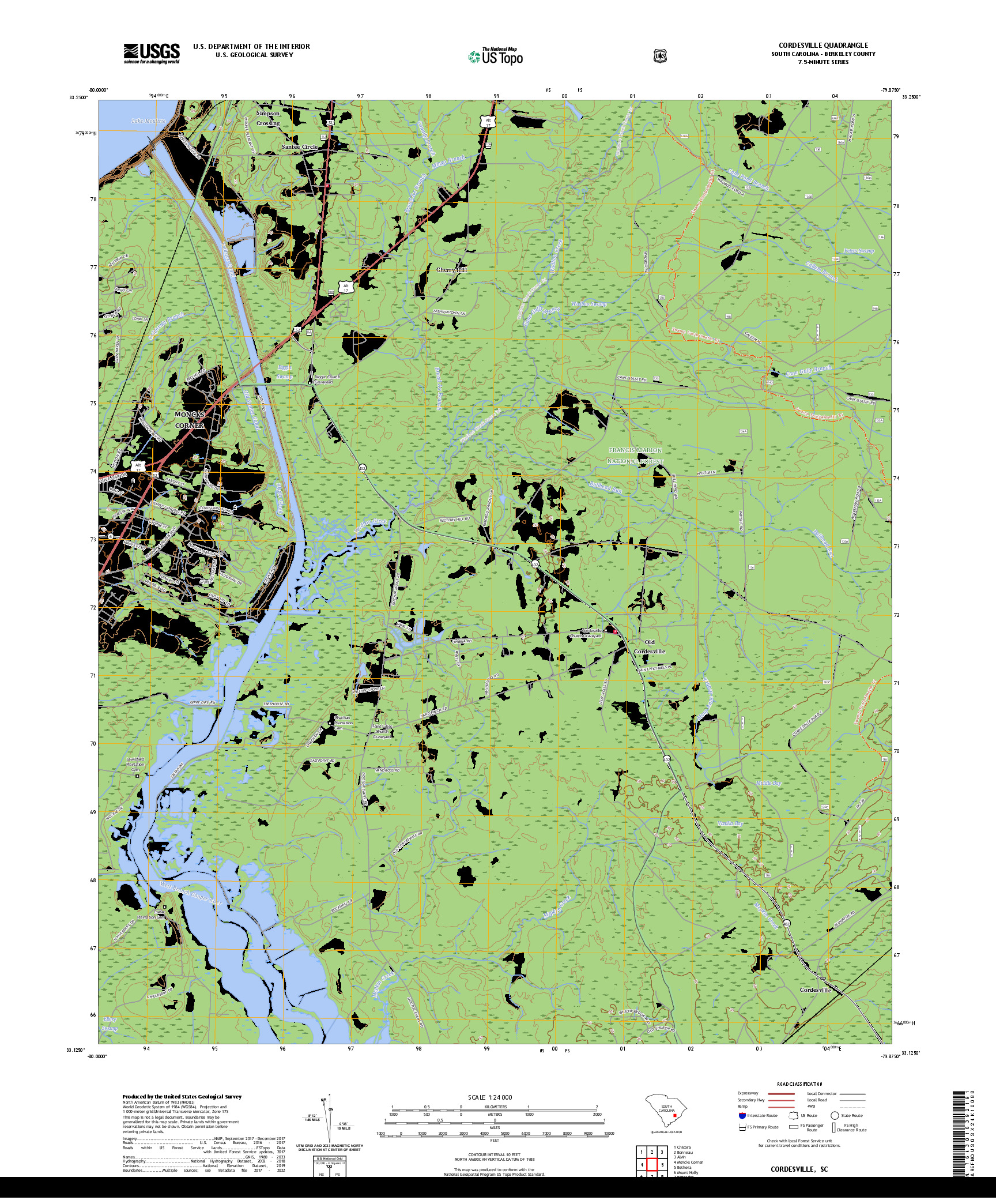 US TOPO 7.5-MINUTE MAP FOR CORDESVILLE, SC
