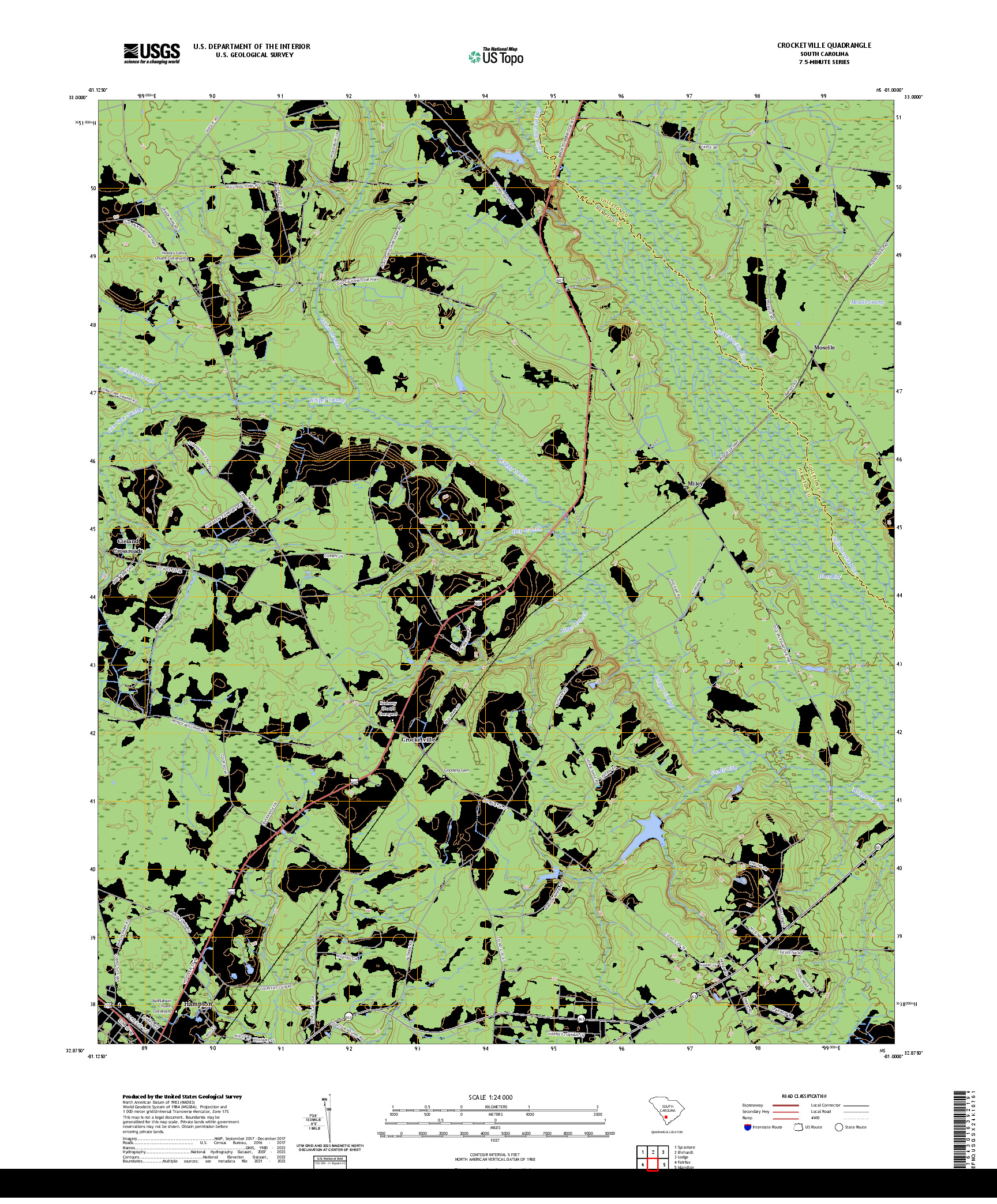 US TOPO 7.5-MINUTE MAP FOR CROCKETVILLE, SC