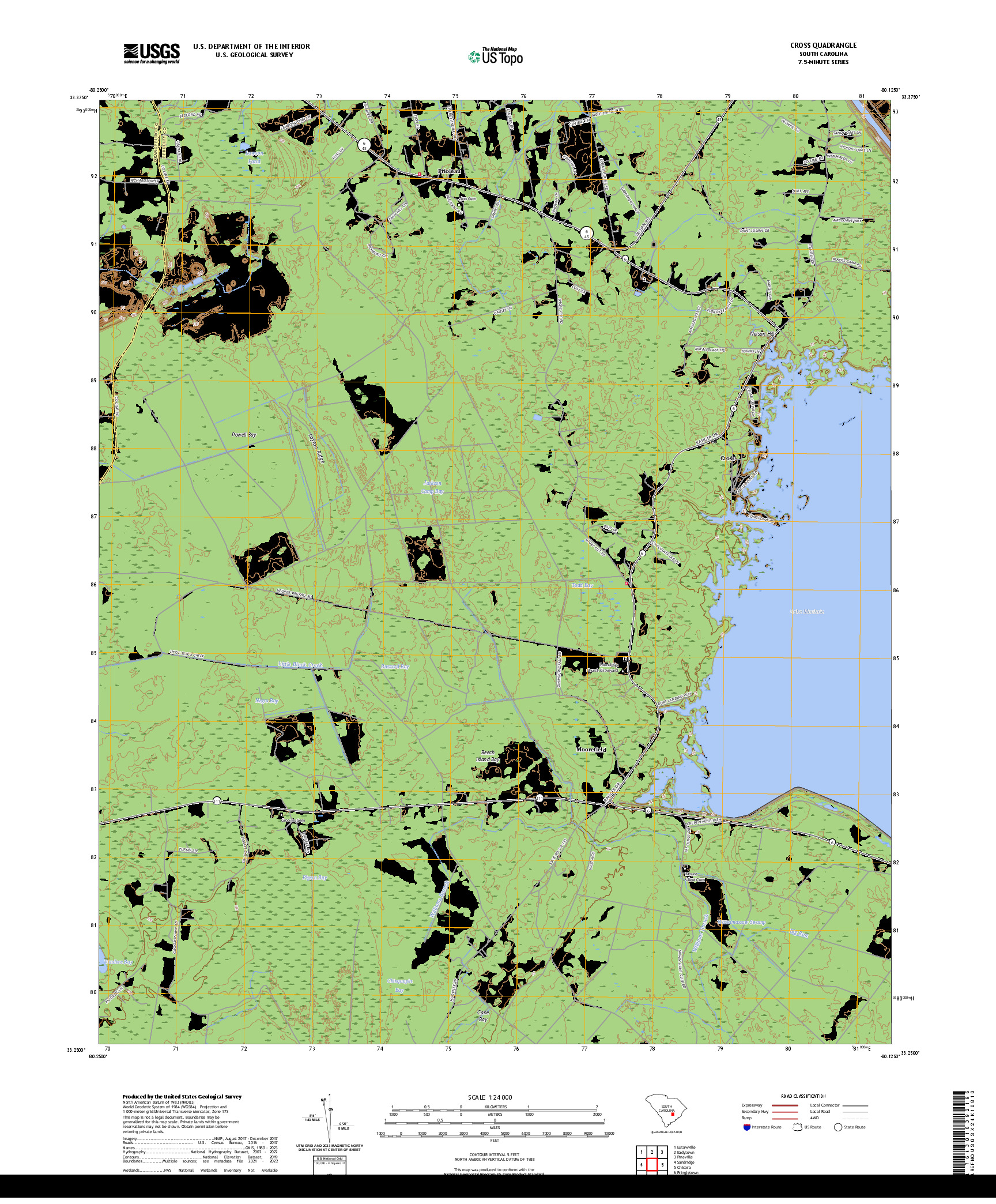 US TOPO 7.5-MINUTE MAP FOR CROSS, SC