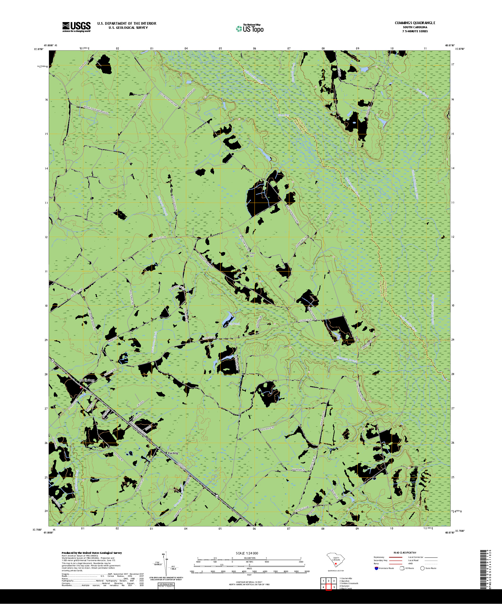 US TOPO 7.5-MINUTE MAP FOR CUMMINGS, SC