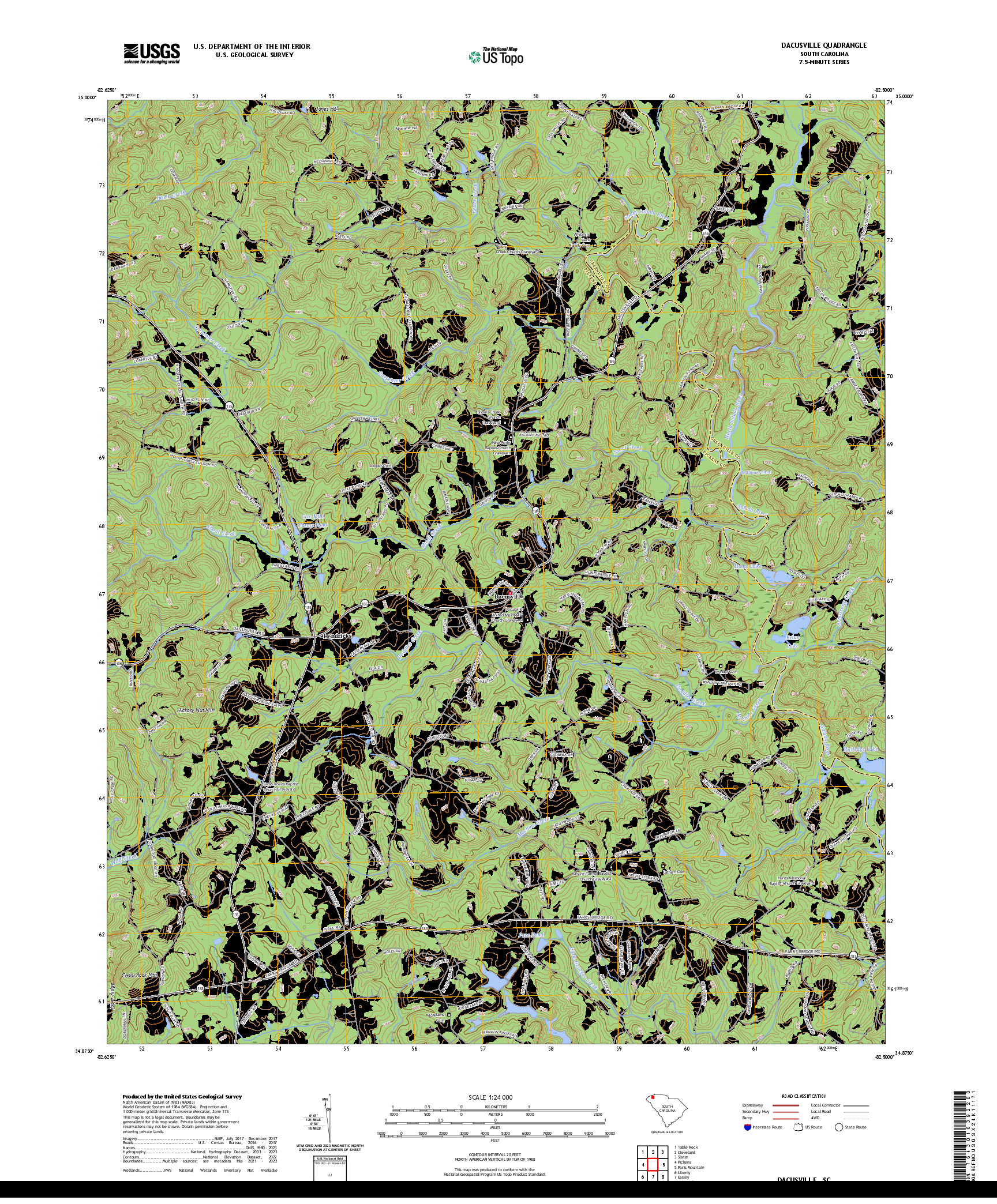 US TOPO 7.5-MINUTE MAP FOR DACUSVILLE, SC