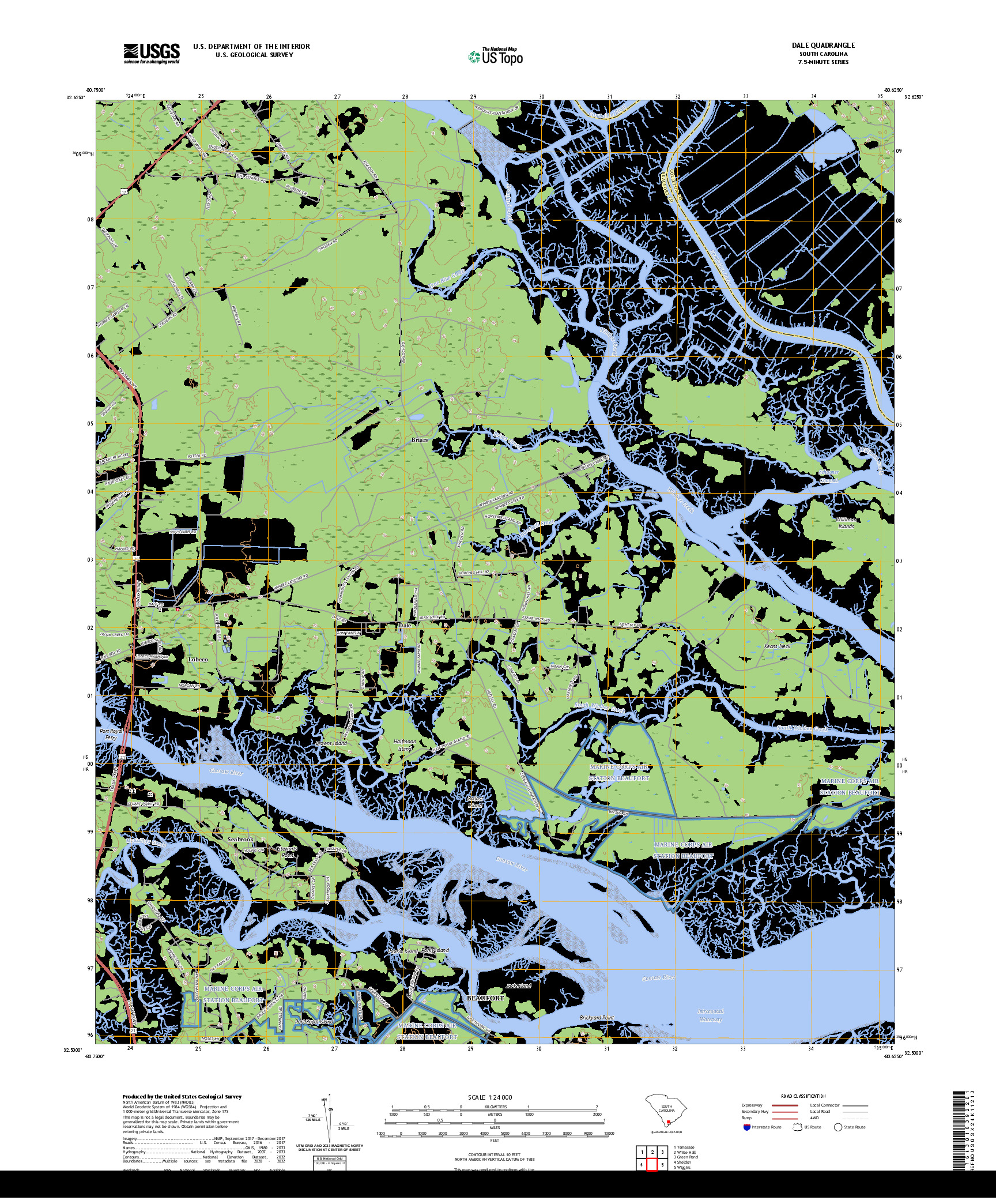 US TOPO 7.5-MINUTE MAP FOR DALE, SC