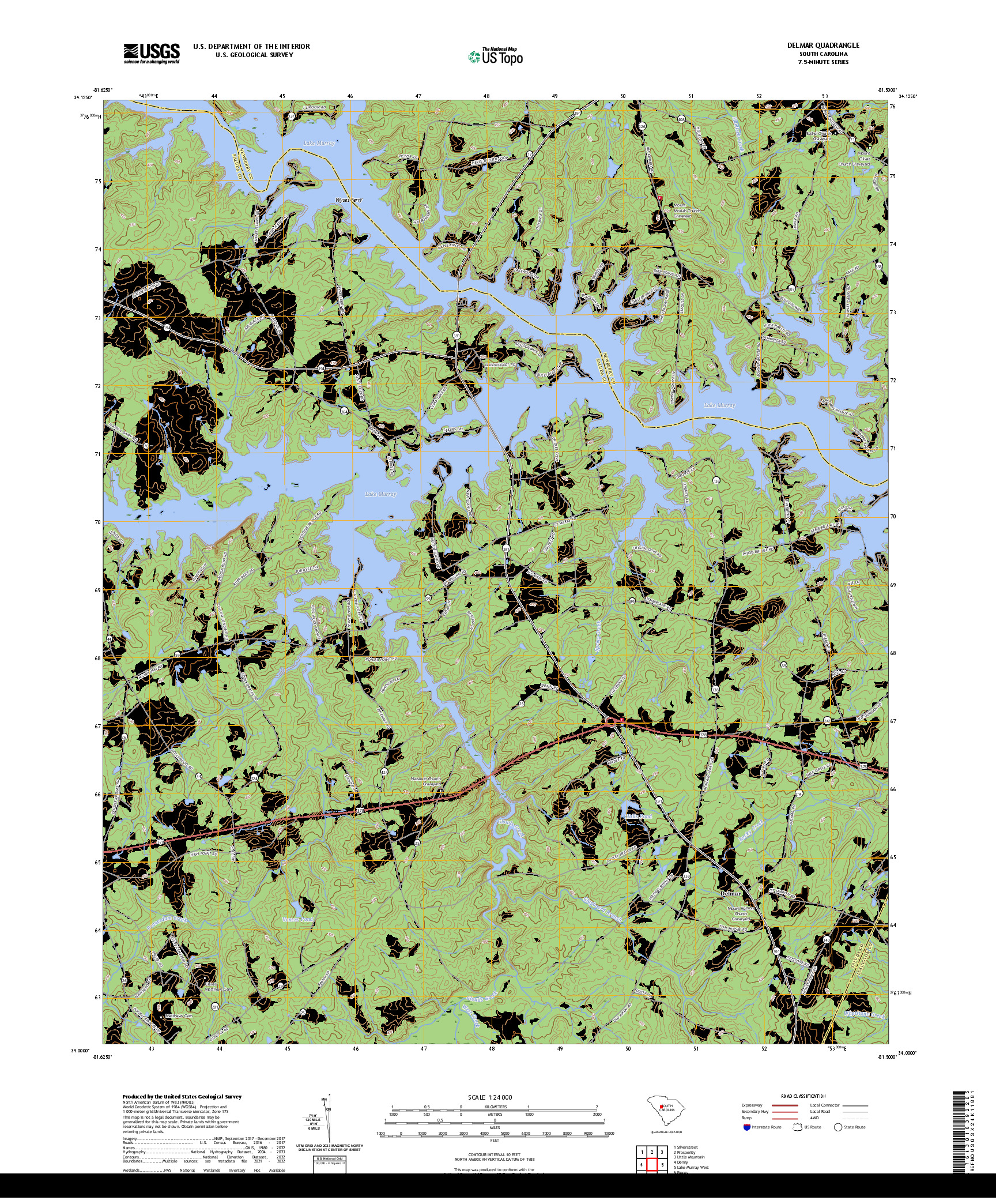 US TOPO 7.5-MINUTE MAP FOR DELMAR, SC