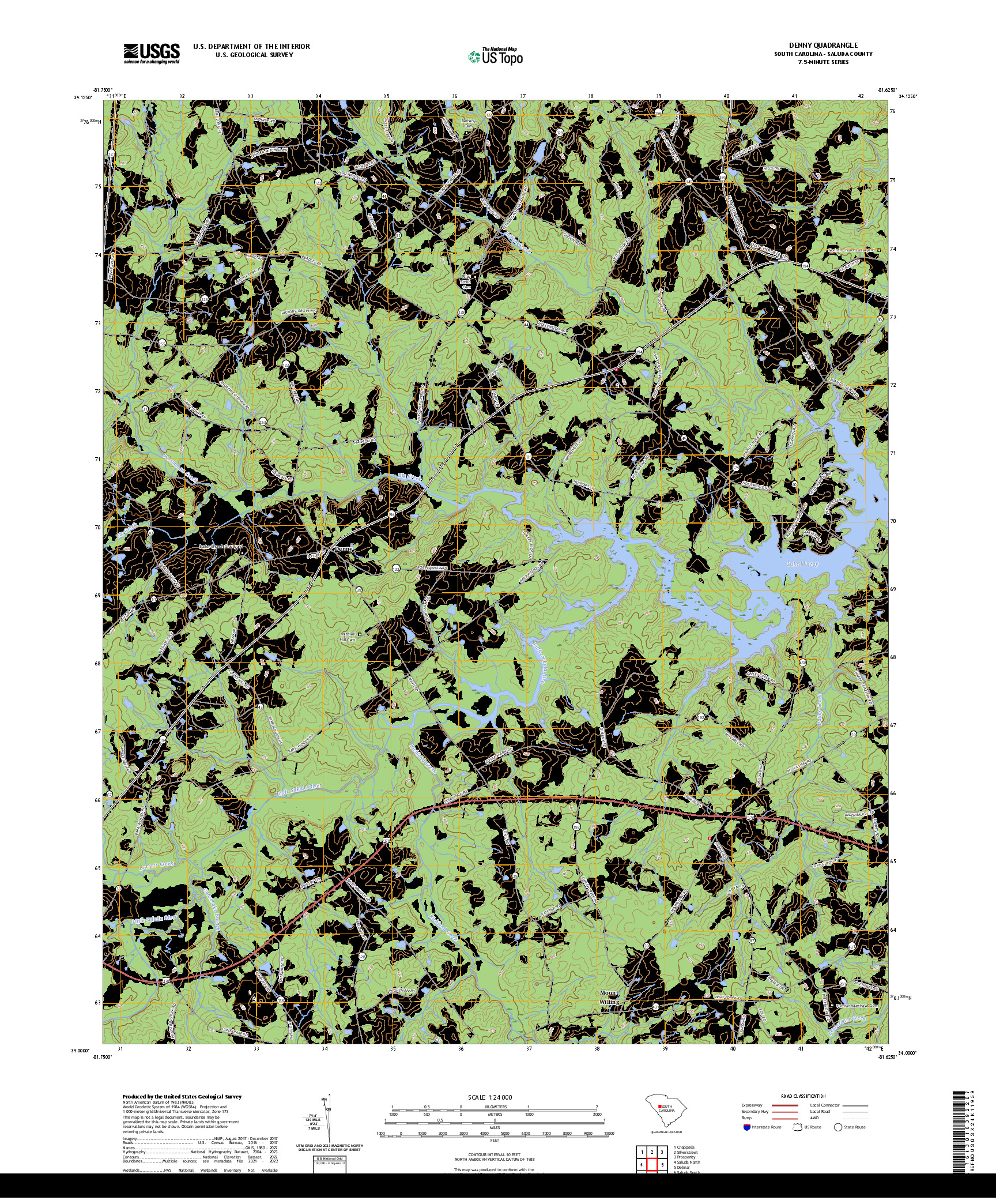 US TOPO 7.5-MINUTE MAP FOR DENNY, SC
