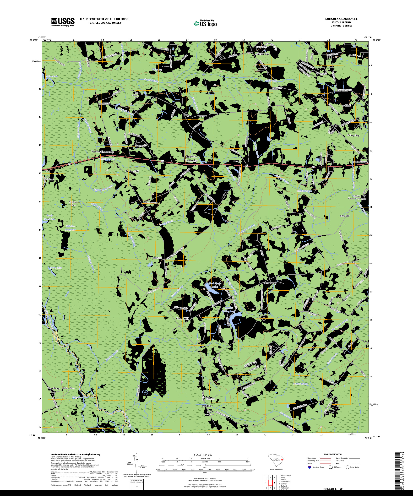 US TOPO 7.5-MINUTE MAP FOR DONGOLA, SC