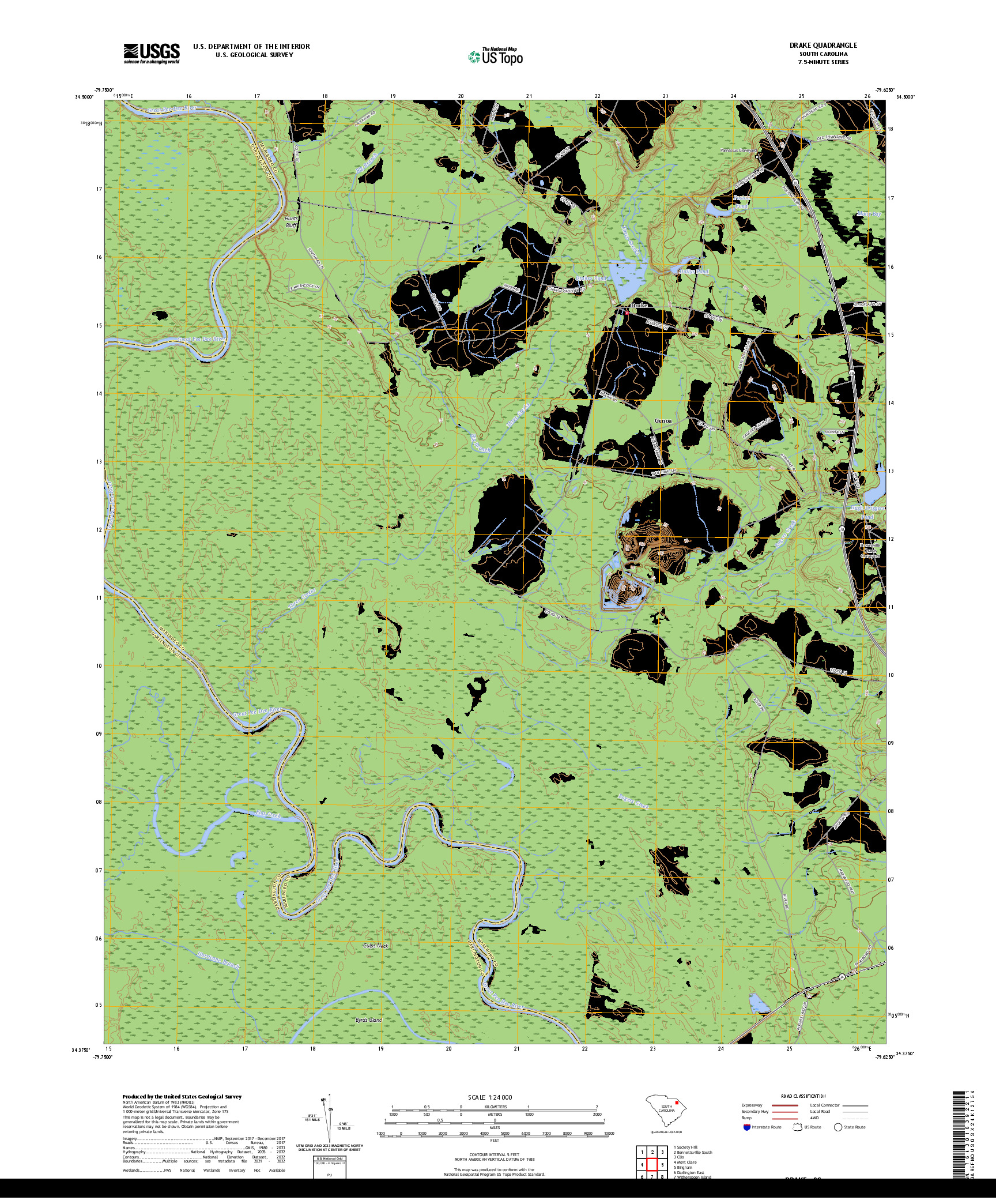 US TOPO 7.5-MINUTE MAP FOR DRAKE, SC
