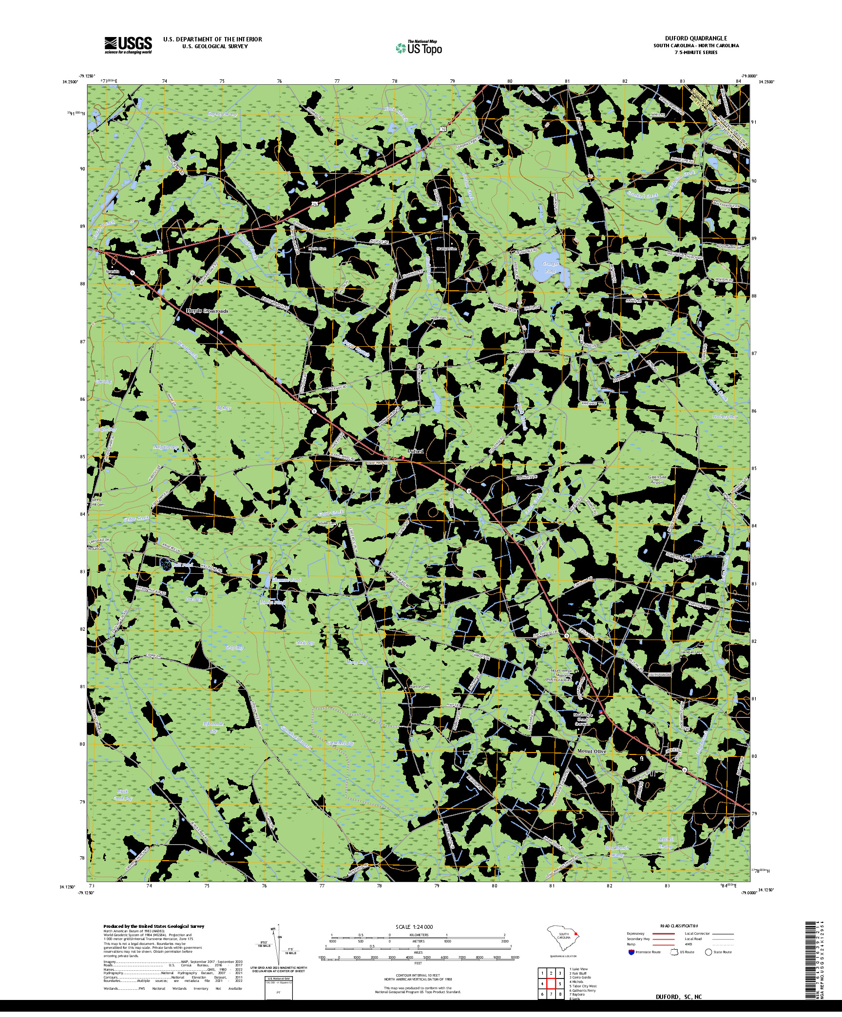 US TOPO 7.5-MINUTE MAP FOR DUFORD, SC,NC