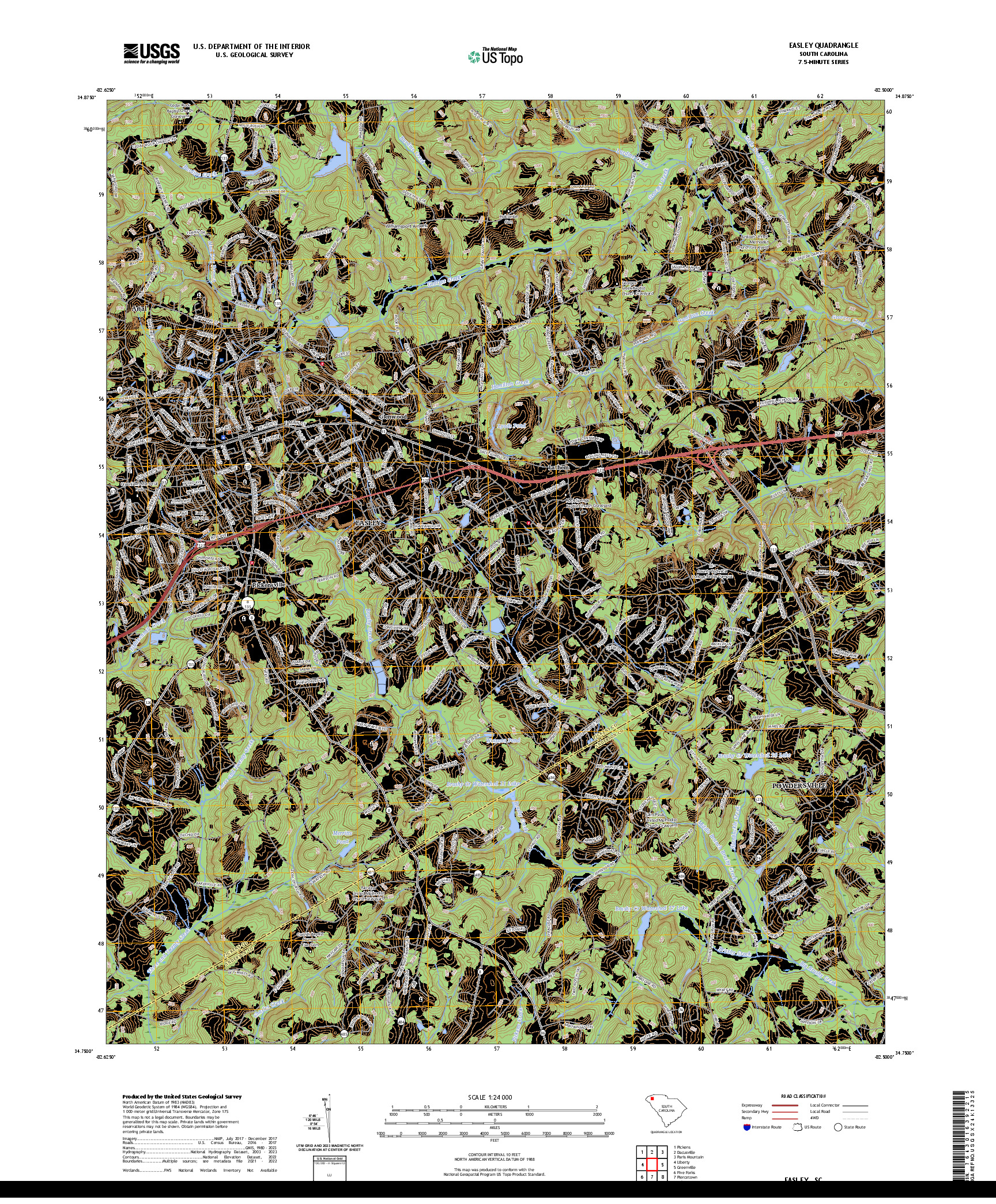 US TOPO 7.5-MINUTE MAP FOR EASLEY, SC