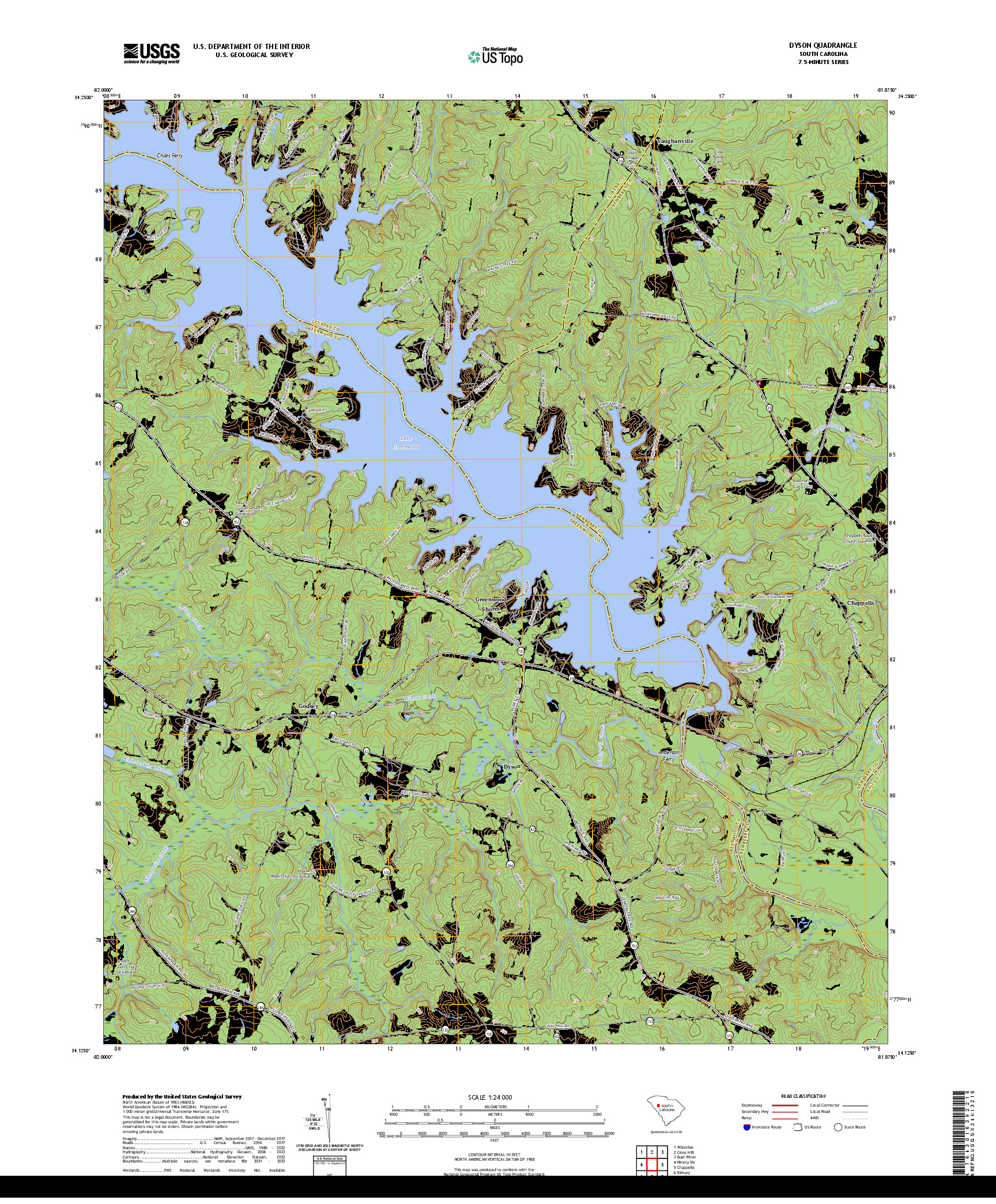 US TOPO 7.5-MINUTE MAP FOR DYSON, SC
